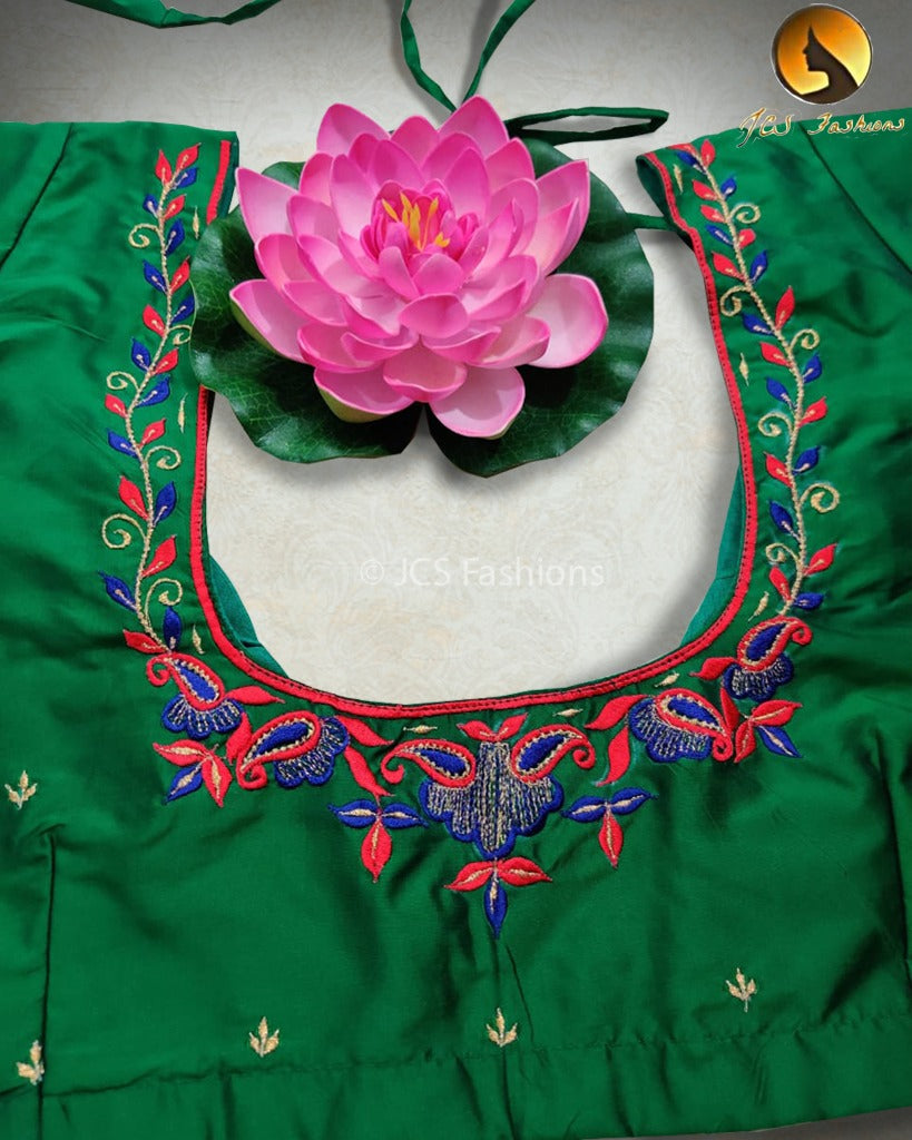 Aari embroidered work butter silk blouses for women Blouse JCS Fashions