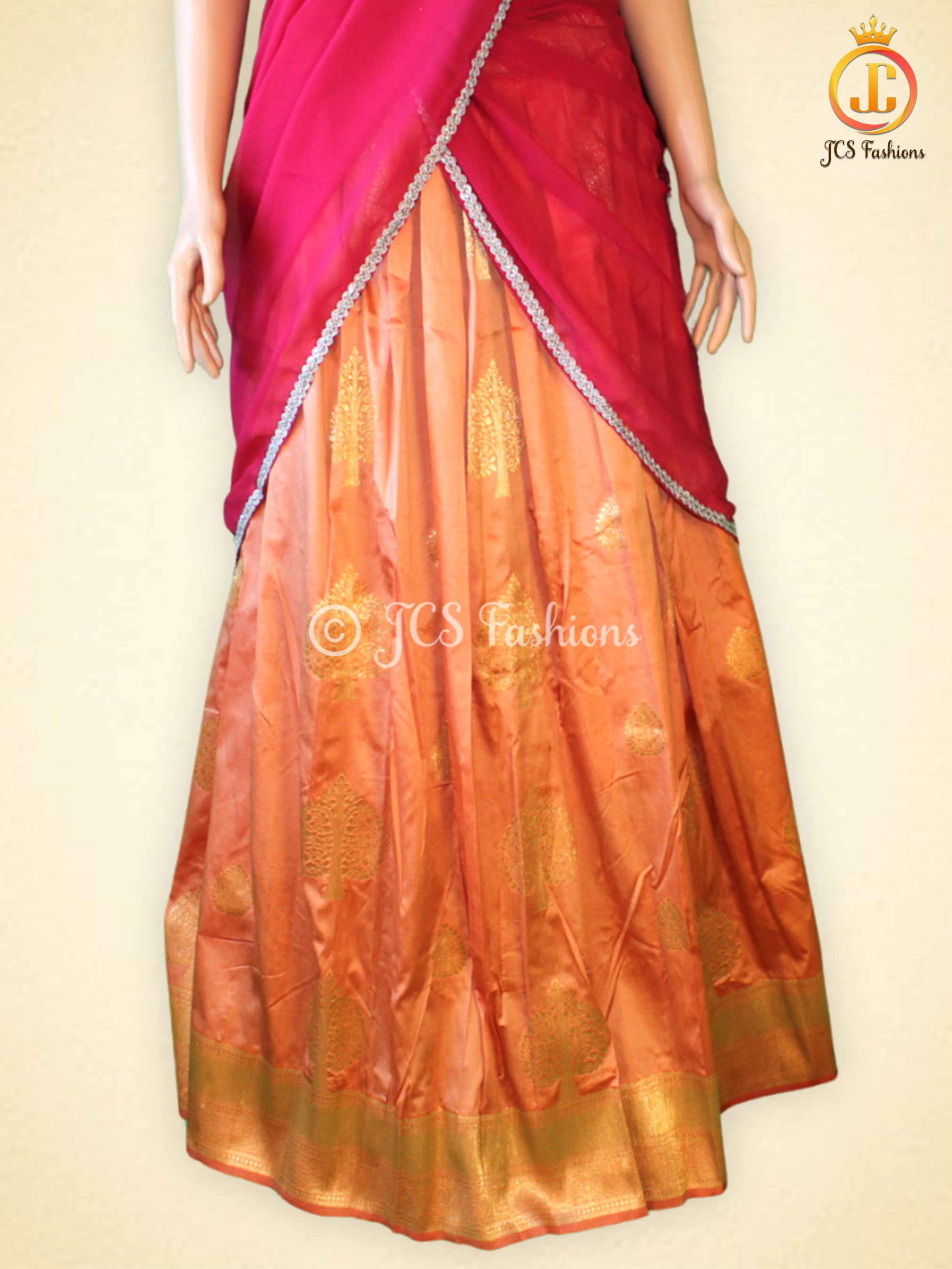 Unique and Trendy Half Saree Set For Teens | Peach LEHANGA JCS Fashions