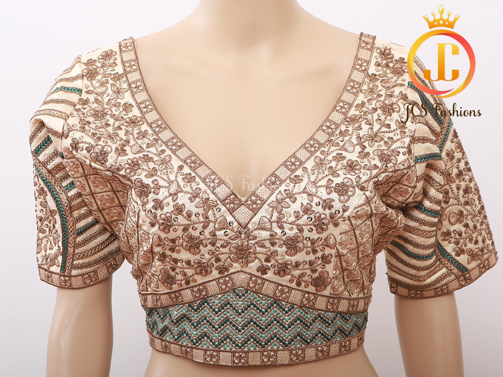 Sabyasachi Style Copper Jari Heavy Embroidery Work Blouse