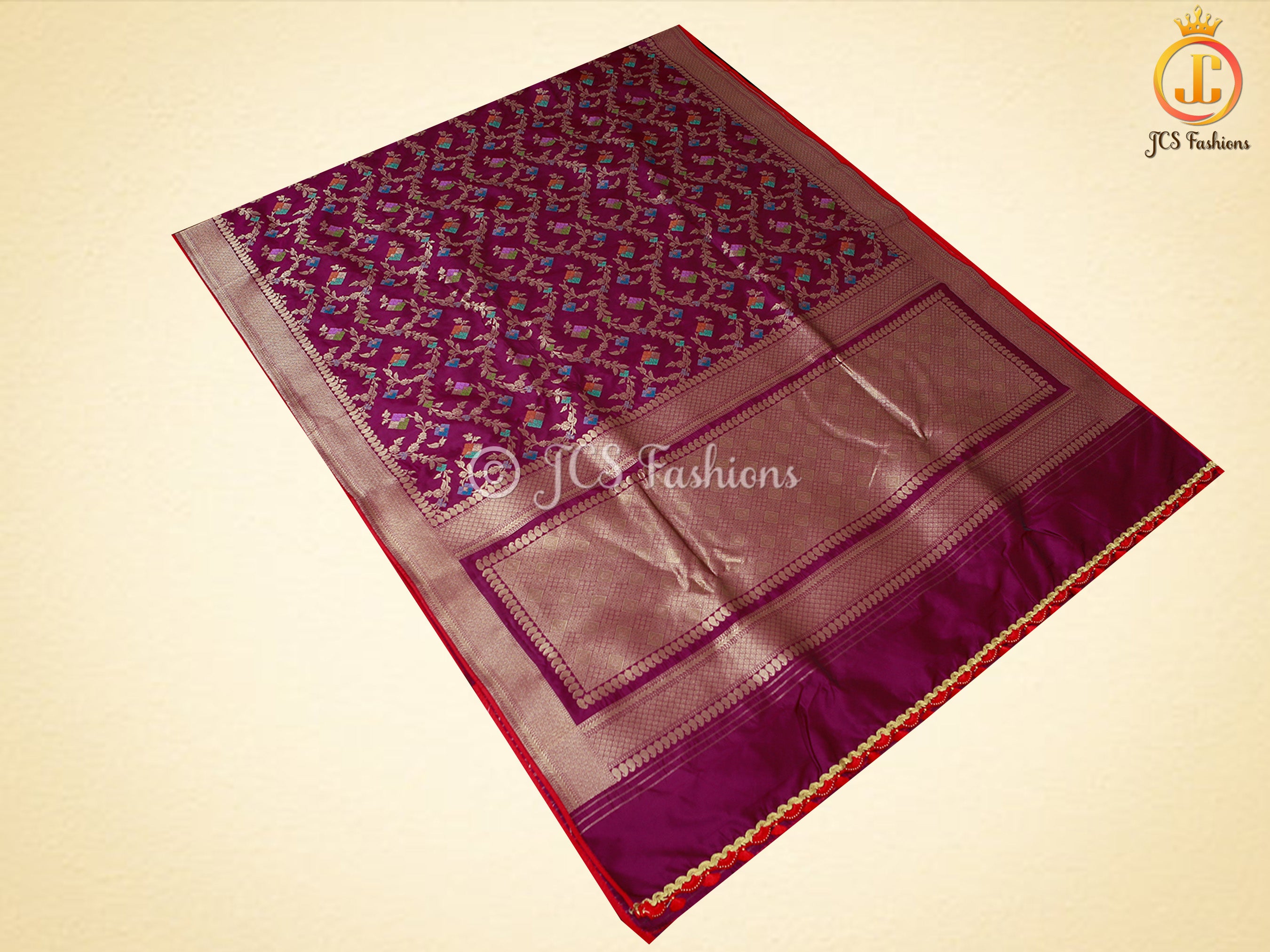 Banarasi Silk saree with Meenakari Work, Handwoven Saree With Fully stitched blouse.