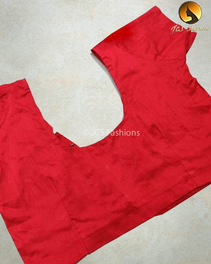 Chic Raw Silk Blouse: Elbow Sleeve and Back Knot - JCSFashions Blouse JCS Fashions Red 44