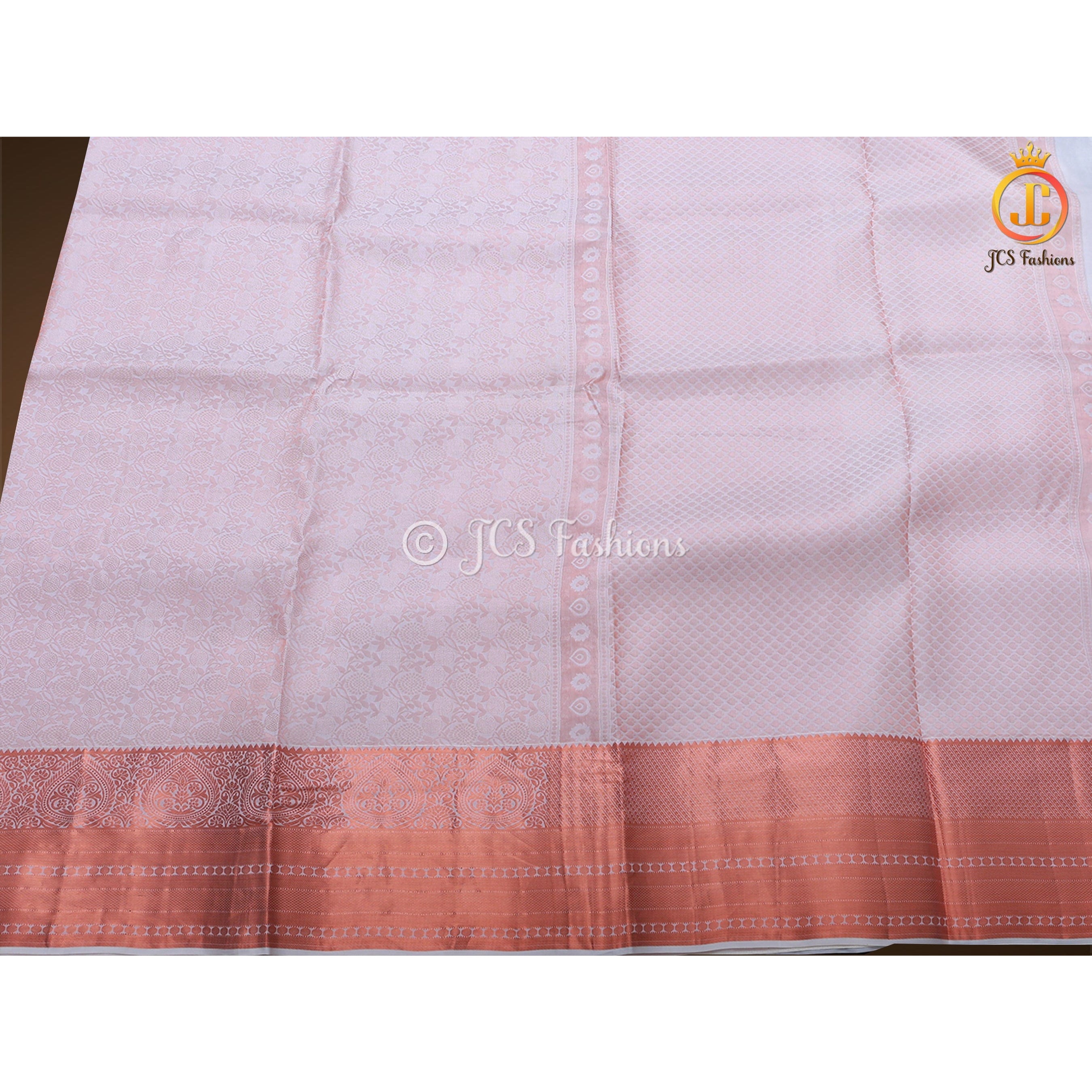 Pure Kanchipuram Silk Saree With Blouse, Copper Zari, Wedding Wear SAREE JCS Fashions