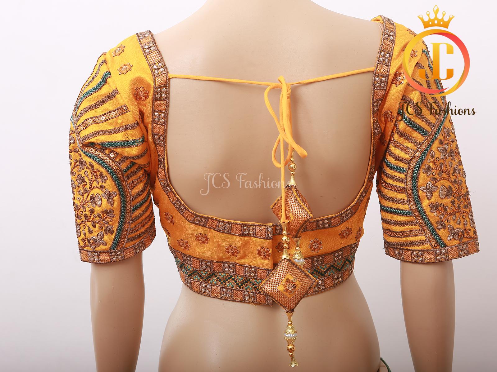 Sabyasachi Style Copper Jari Beautiful Heavy Embroidery Work Blouse Blouse JCS Fashions