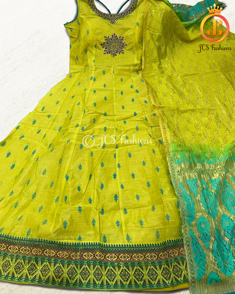 Premium Chanderi Long Gown with Beautiful Work