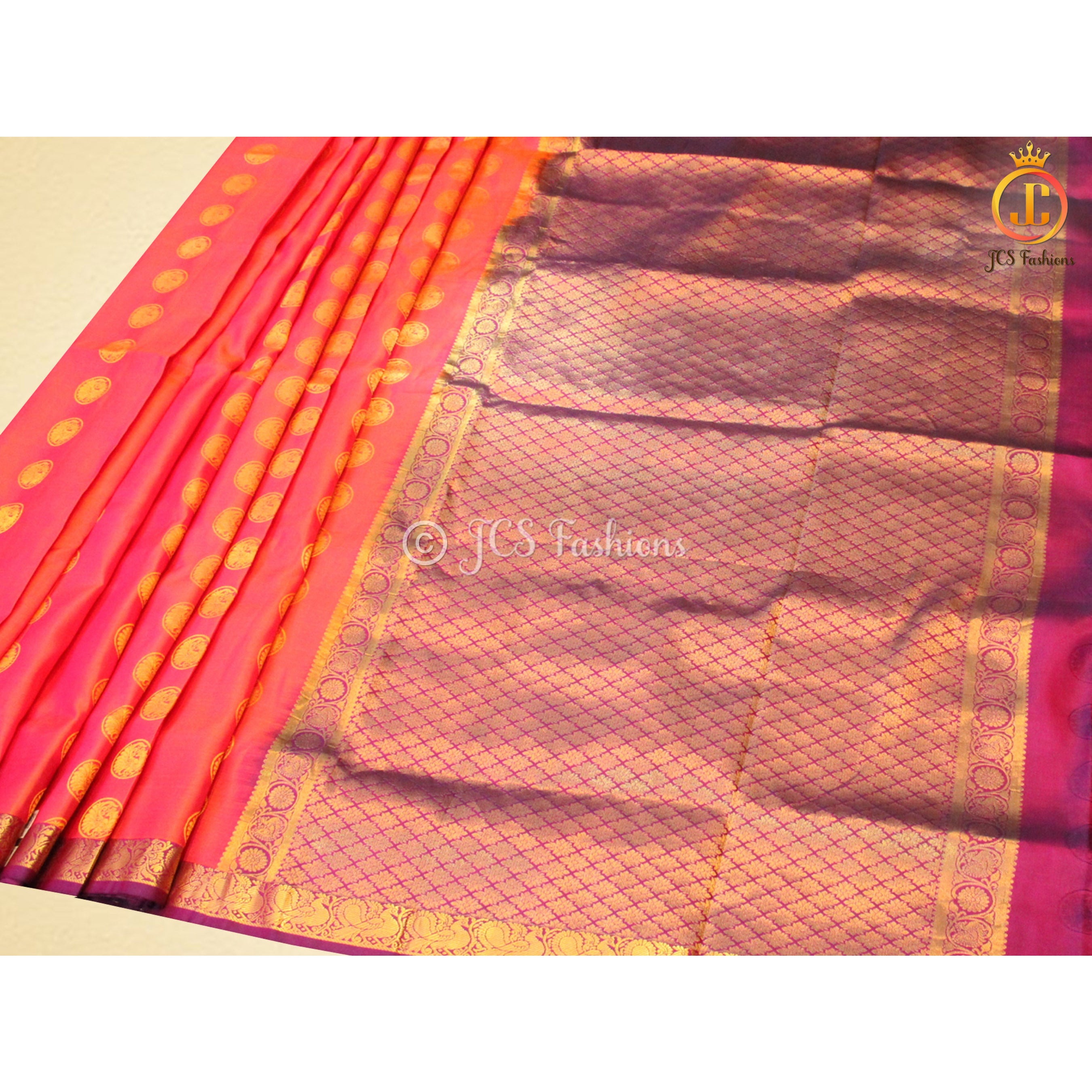 Pure kanchipuram pattu saree, Fully stitched blouse, Ships from USA