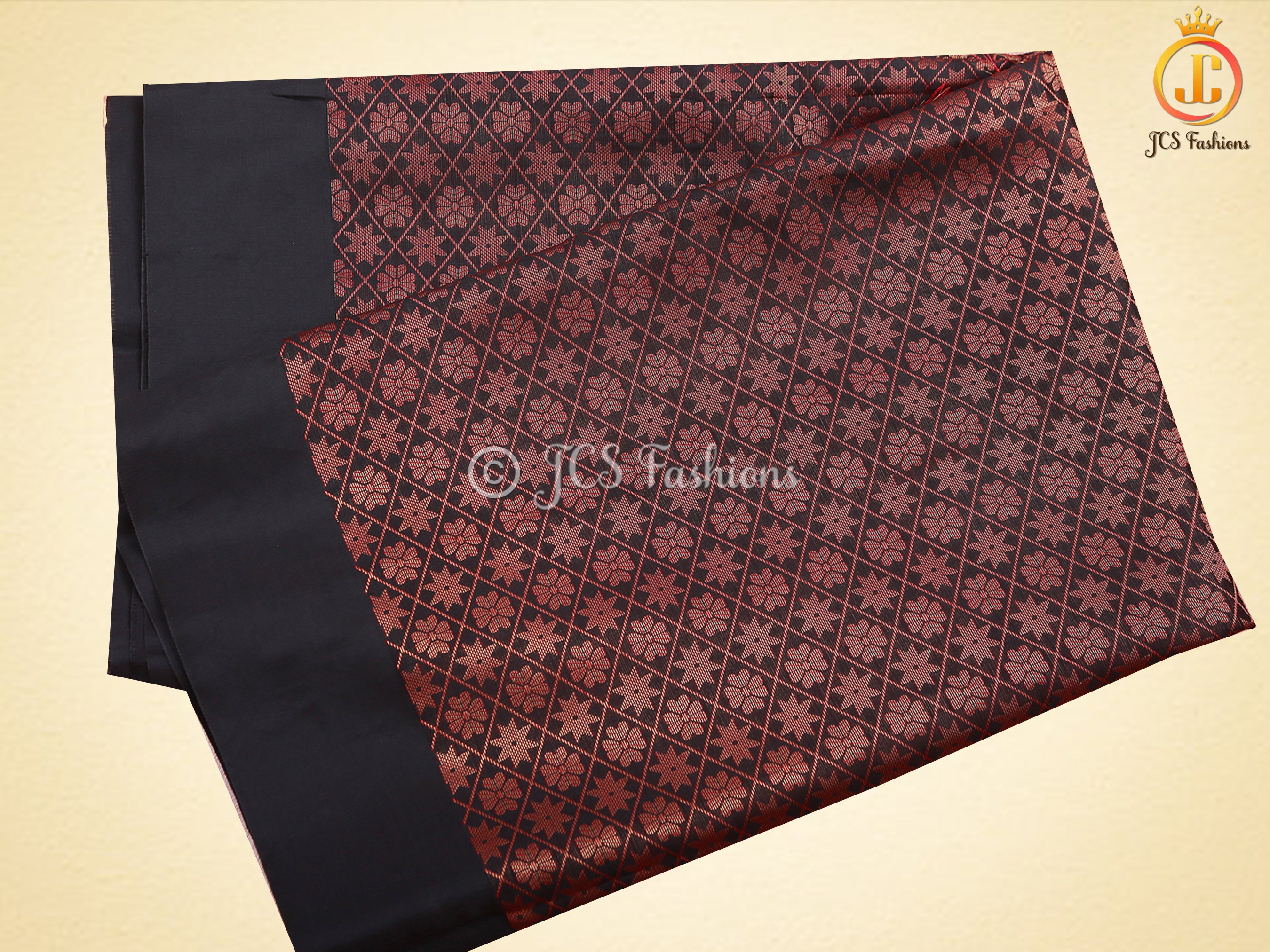 Black Copper Zari Soft Silk Saree With fully stitched Blouse