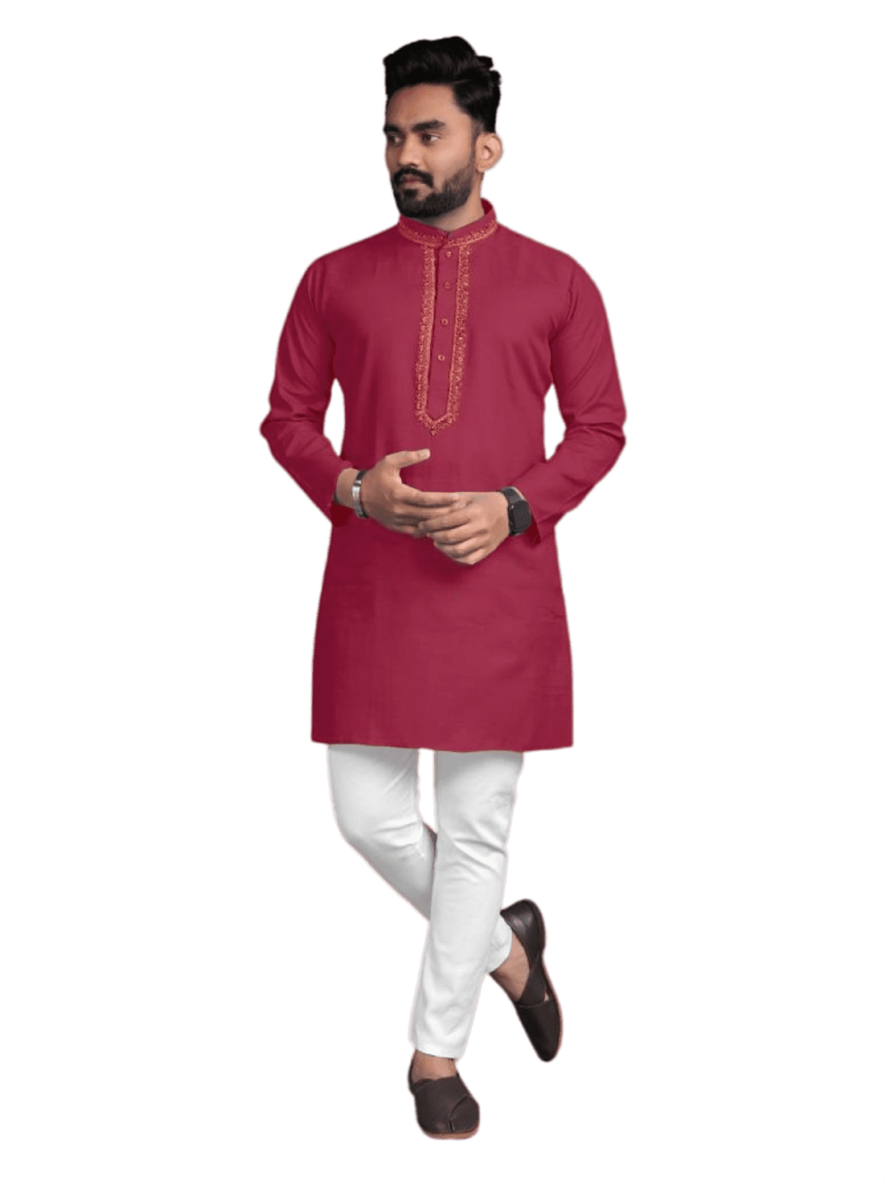 Cotton Fabric Festival Special Kurta-Pyjama Set For Men MEN JCS Fashions Red Medium (38)