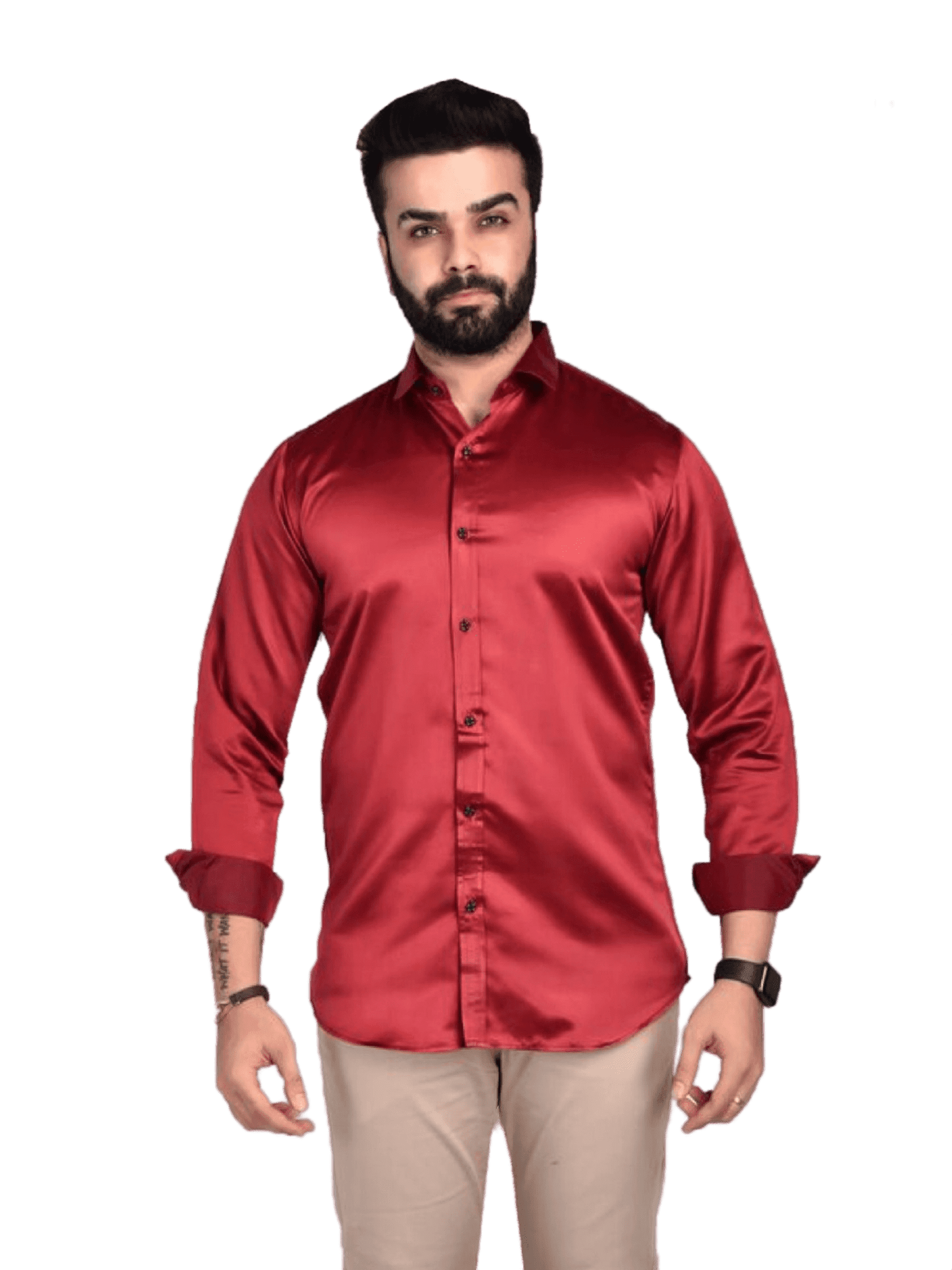 Men's Silk Shirt, Veshti Shirt, Indian Traditional Shirt. MEN JCS Fashions Red Small