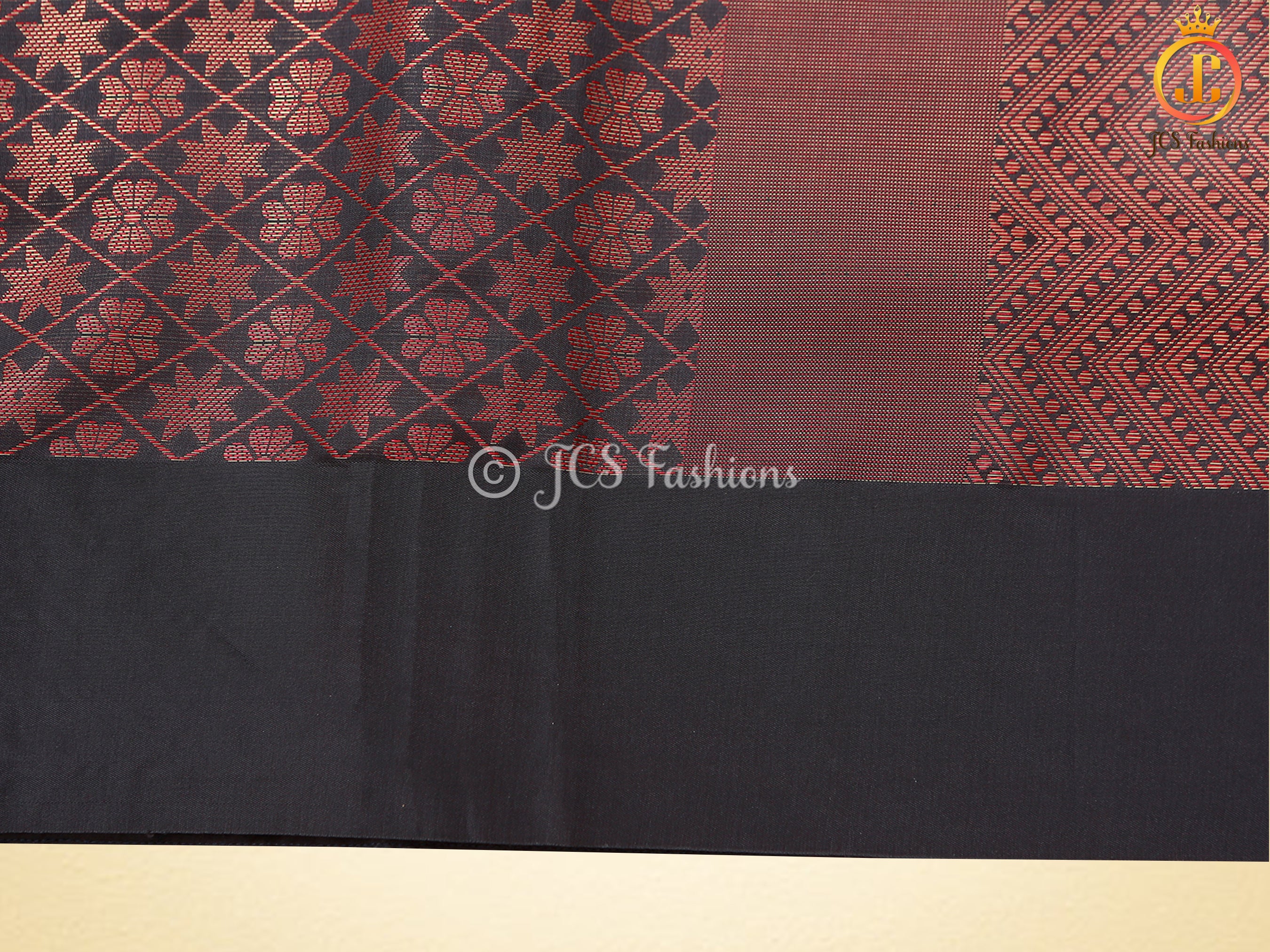 Black Copper Zari Soft Silk Saree With fully stitched Blouse