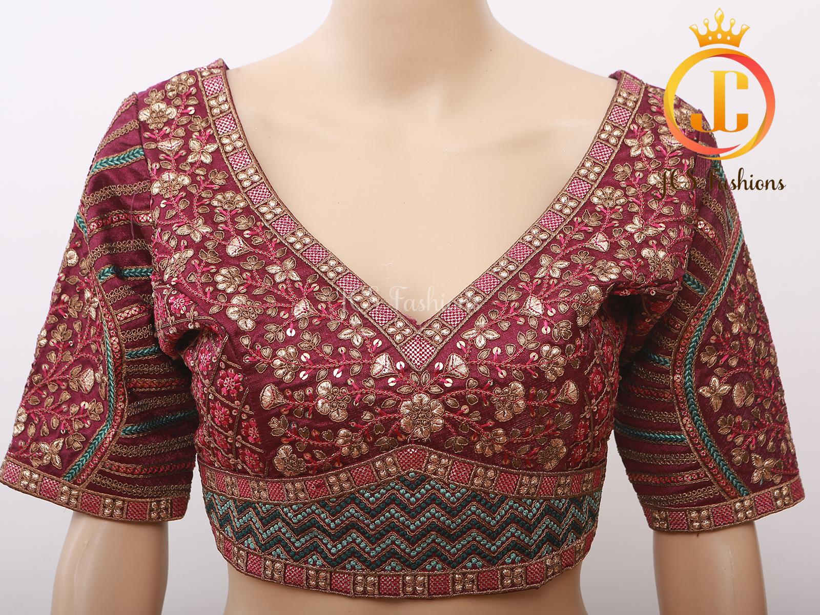 Sabyasachi Style Copper Jari Heavy Embroidery Work Blouse