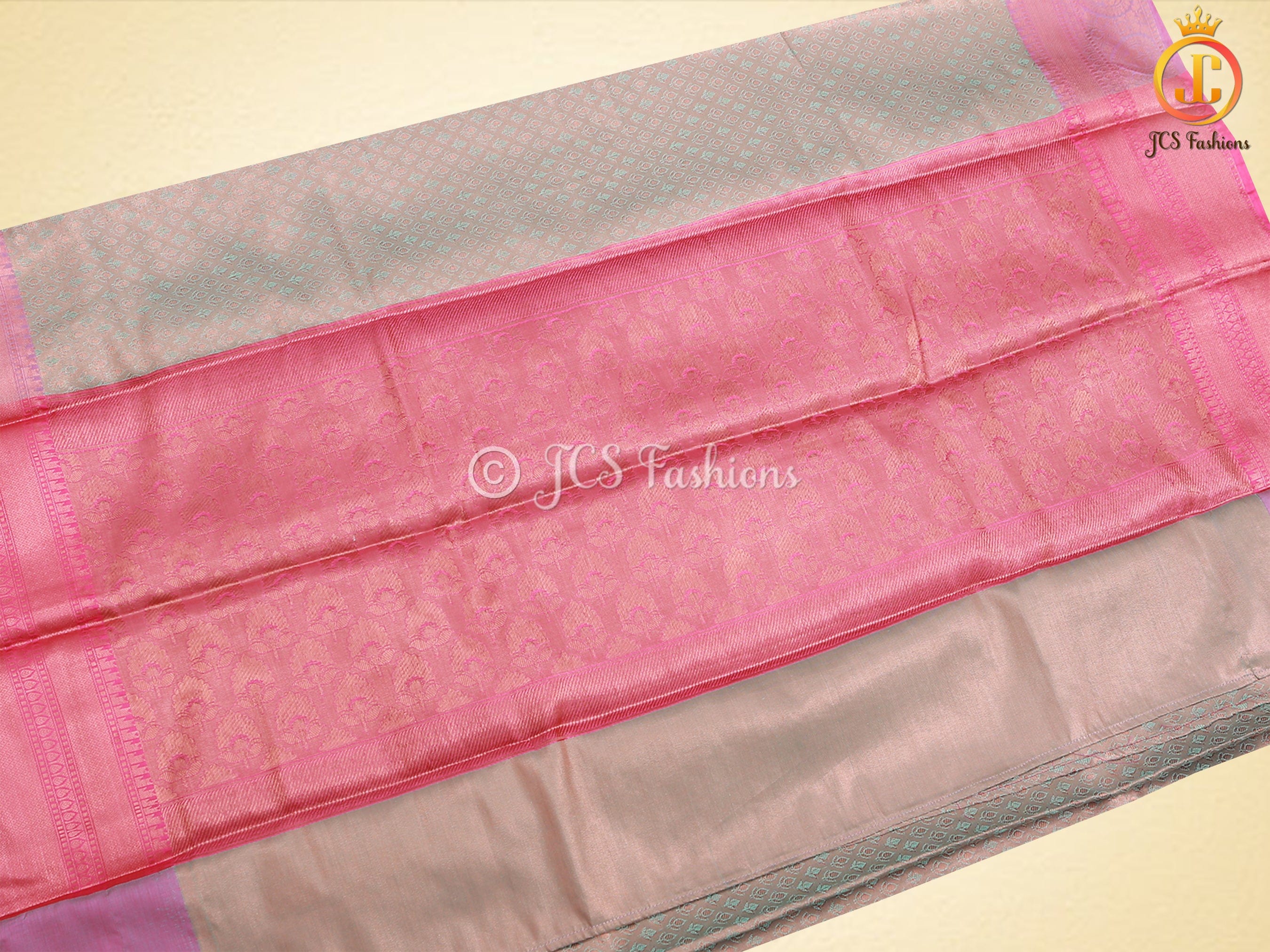 Soft Silk Saree with Leaf Butta Design