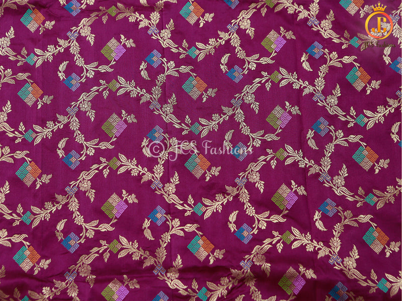 Banarasi Silk saree with Meenakari Work, Handwoven Saree With Fully stitched blouse.