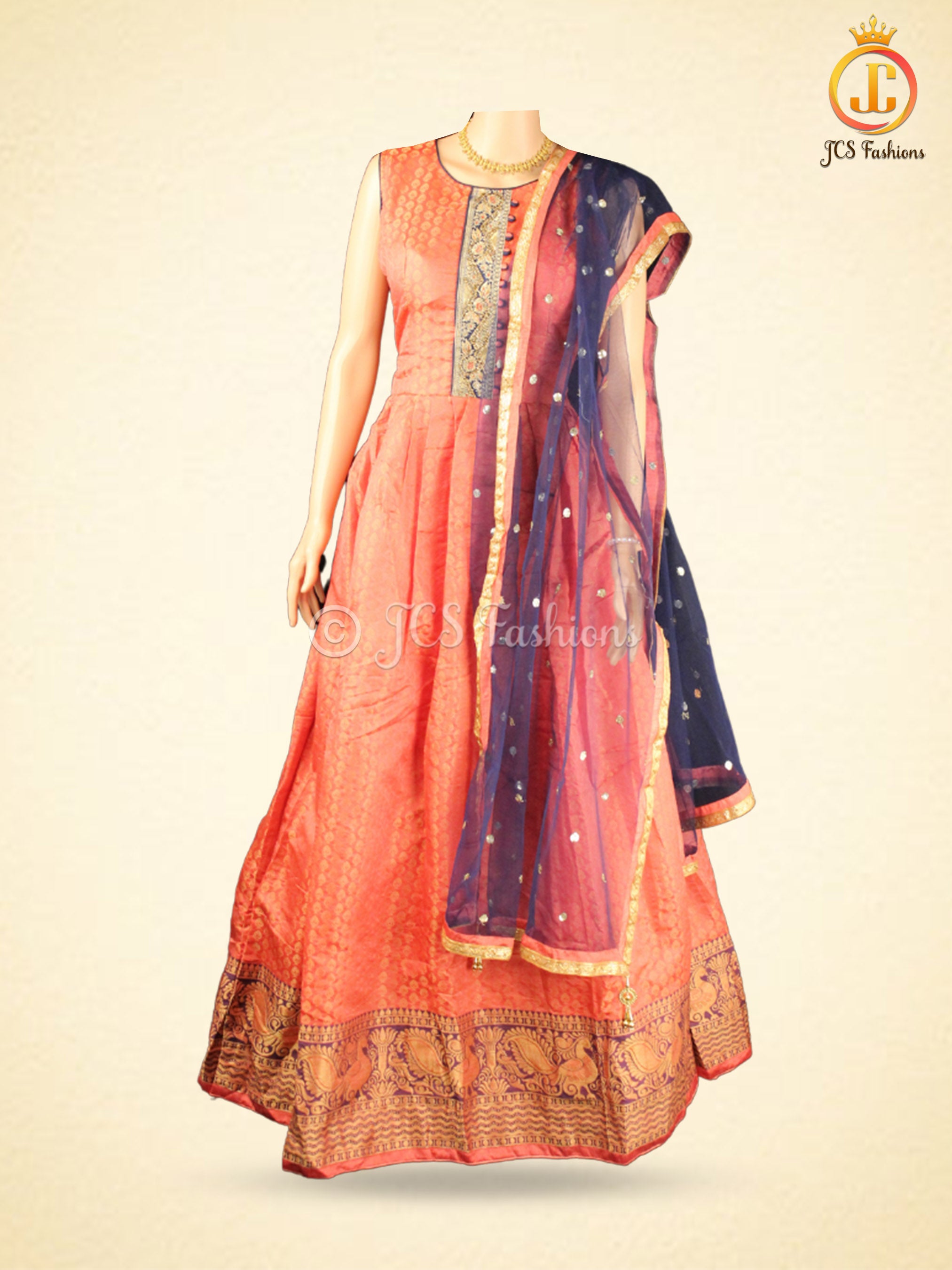 Indo-western Long gown with Stunning dupatta and leggings KURTI JCS Fashions