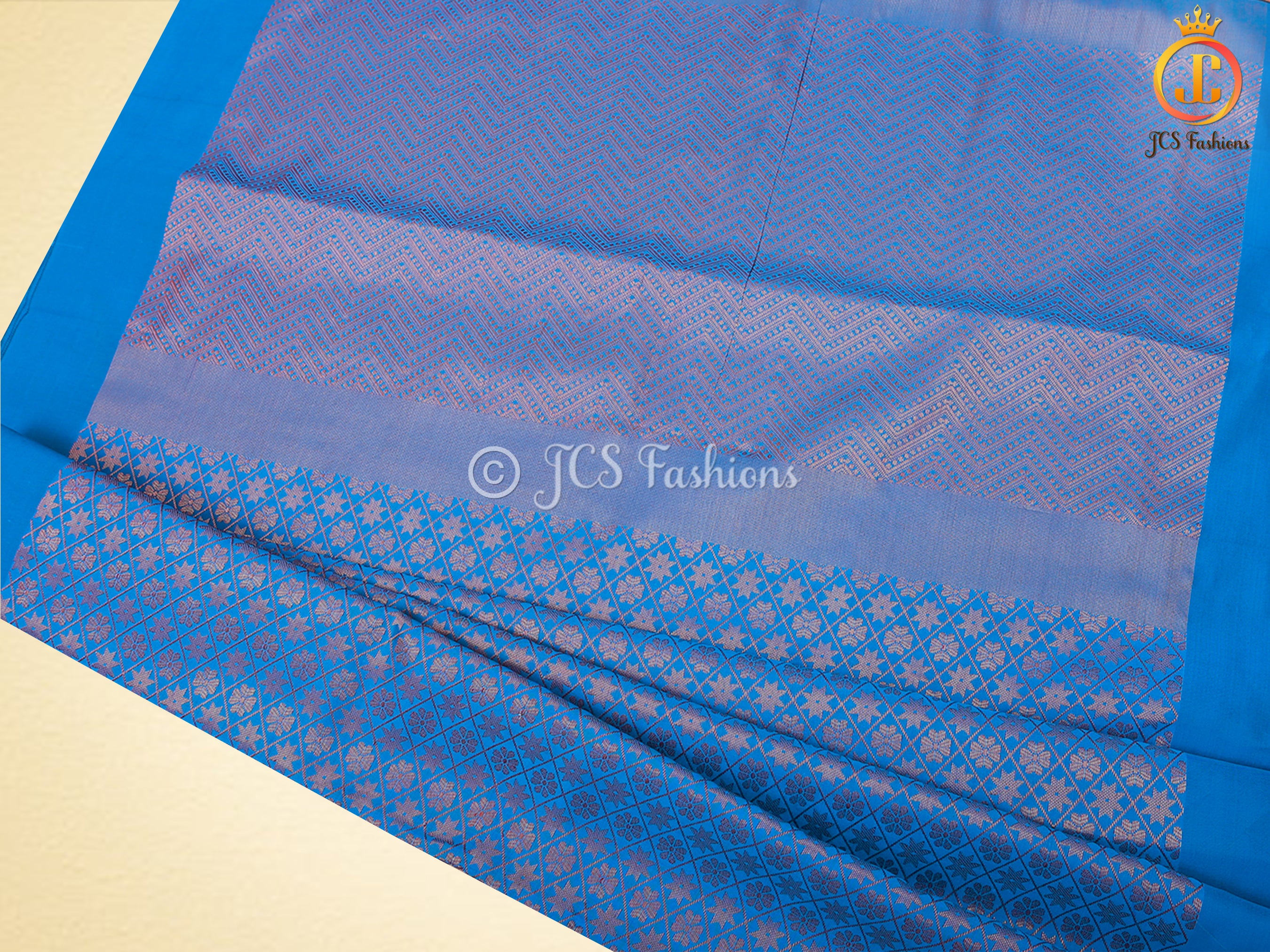 Blue Copper Zari Soft Silk Saree With fully stitched Blouse