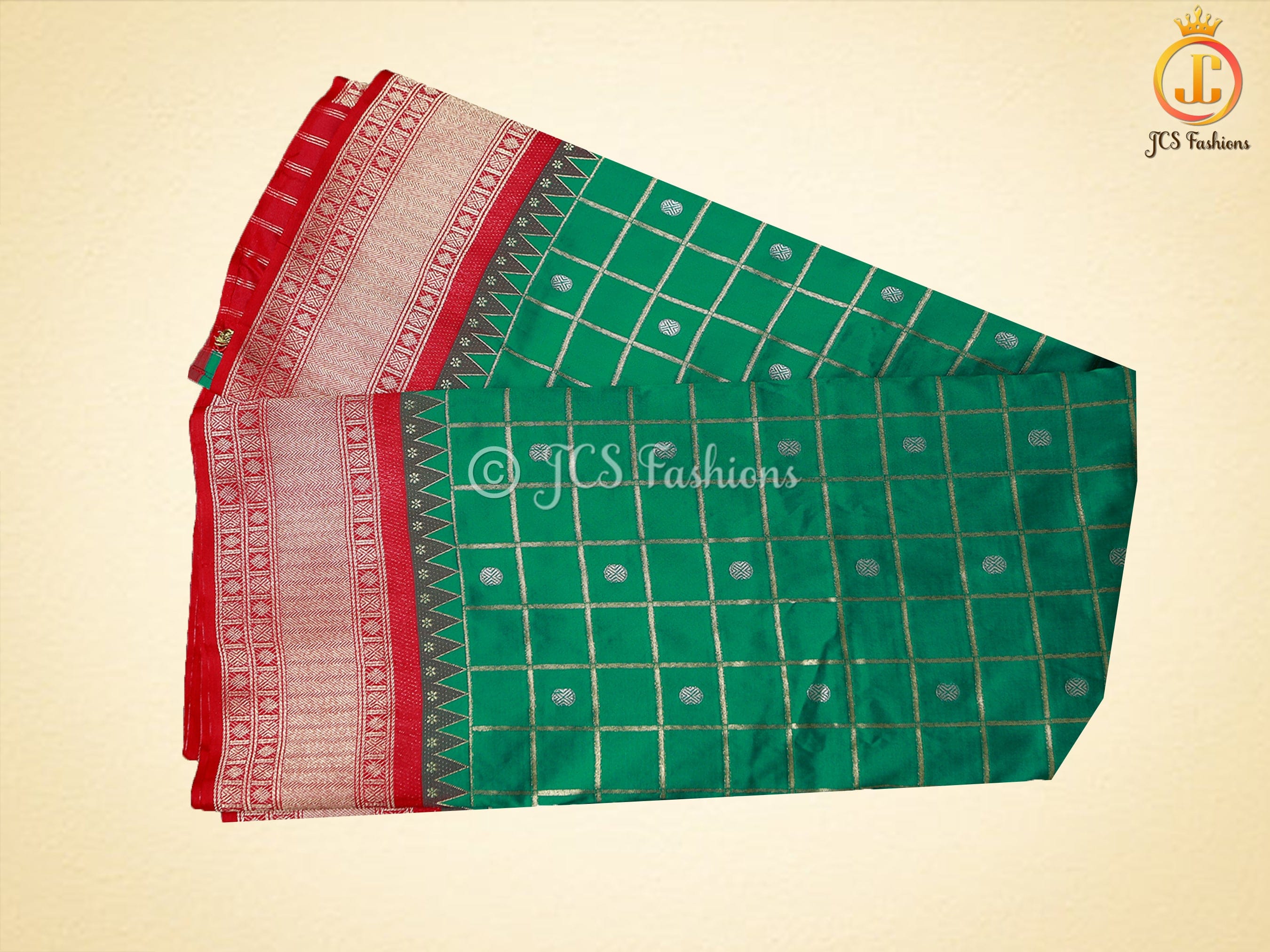 Moonga Silk Gadwal Pattern Saree With Fully Stitched Blouse SAREE JCS Fashions Green 5.5 meters