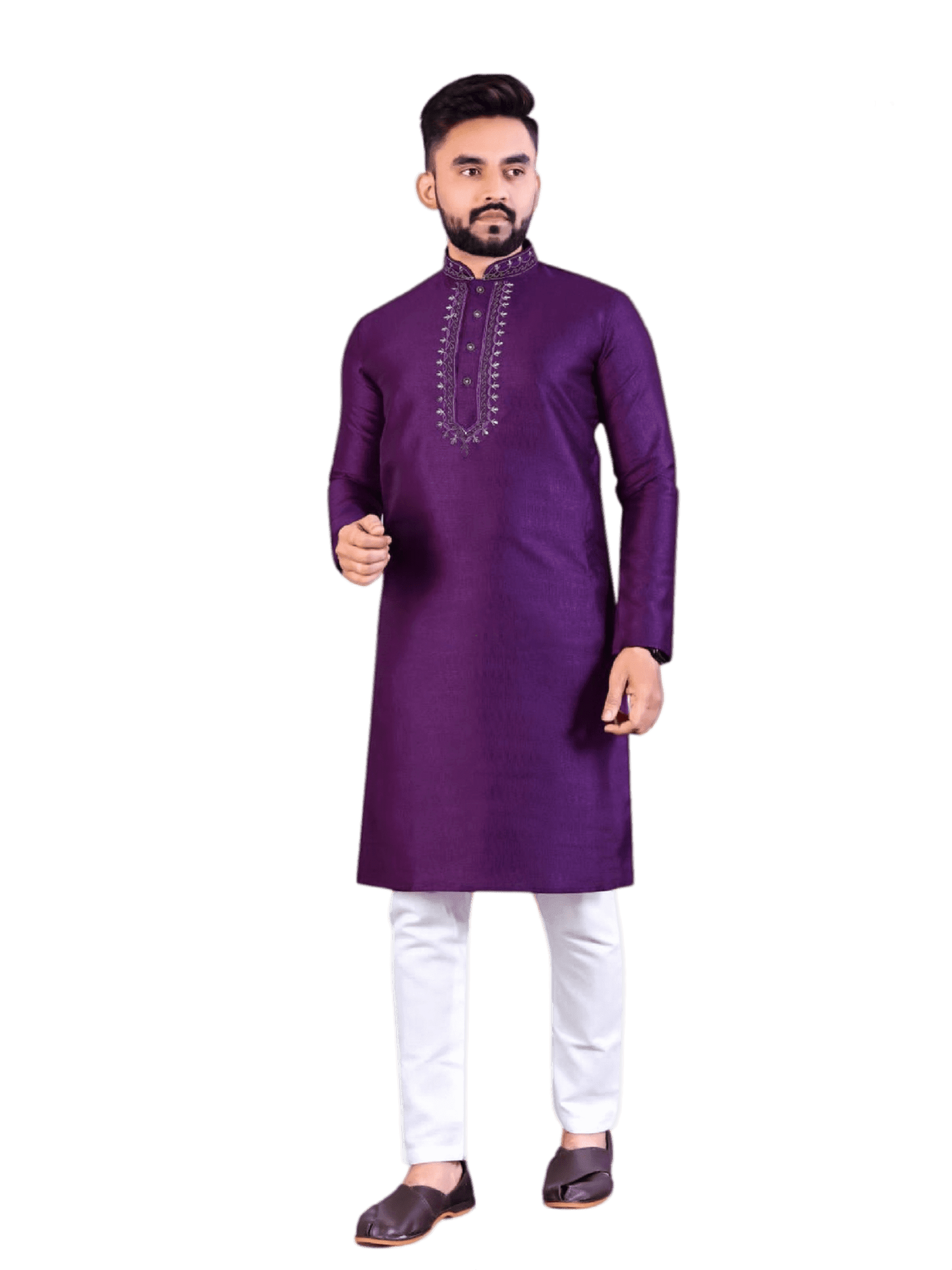 Ethnic And Traditional Cotton And Chanderi Silk Kurta Set For Men Men JCS Fashions Purple Medium (38)