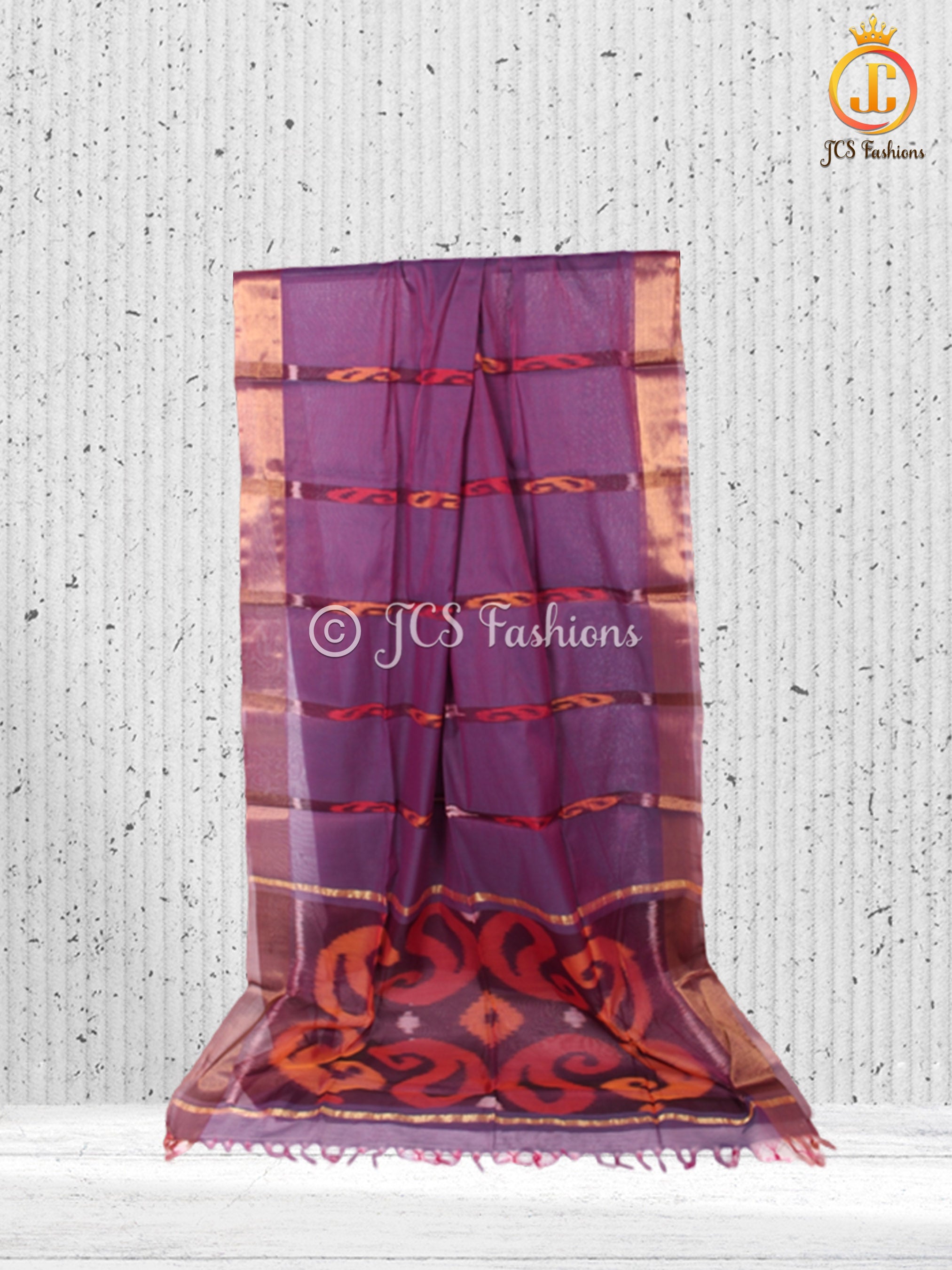 Kora Silk Cotton with Pochampally Ikkat design and Blouse SAREE JCS Fashions