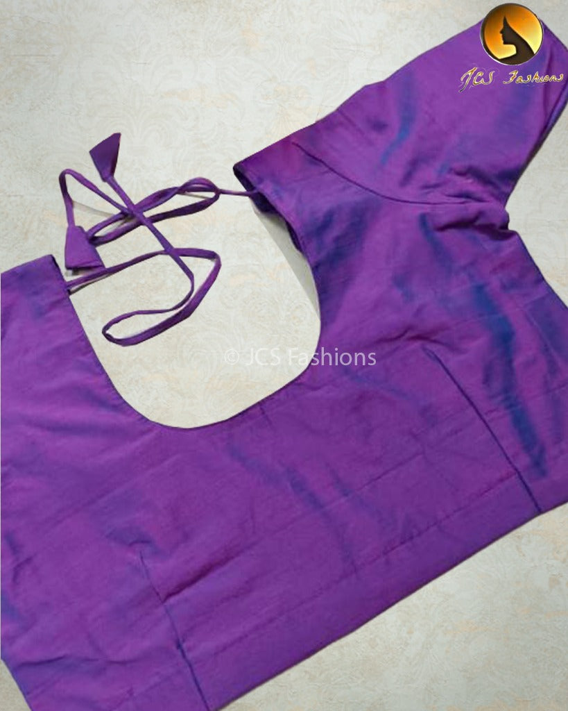 Chic Raw Silk Blouse: Elbow Sleeve and Back Knot - JCSFashions Blouse JCS Fashions Purple 44