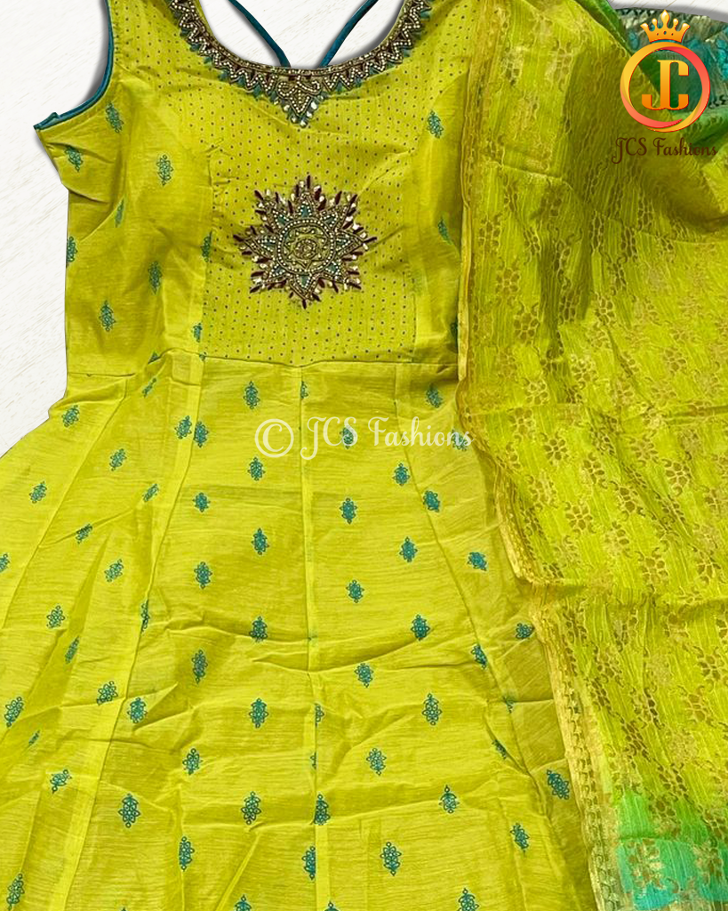 Premium Chanderi Long Gown with Beautiful Work KURTI JCS Fashions