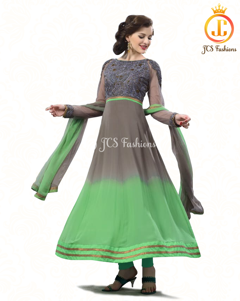 Anarkali suit, Grey Color, Fully stitched, 3 Pcs Set