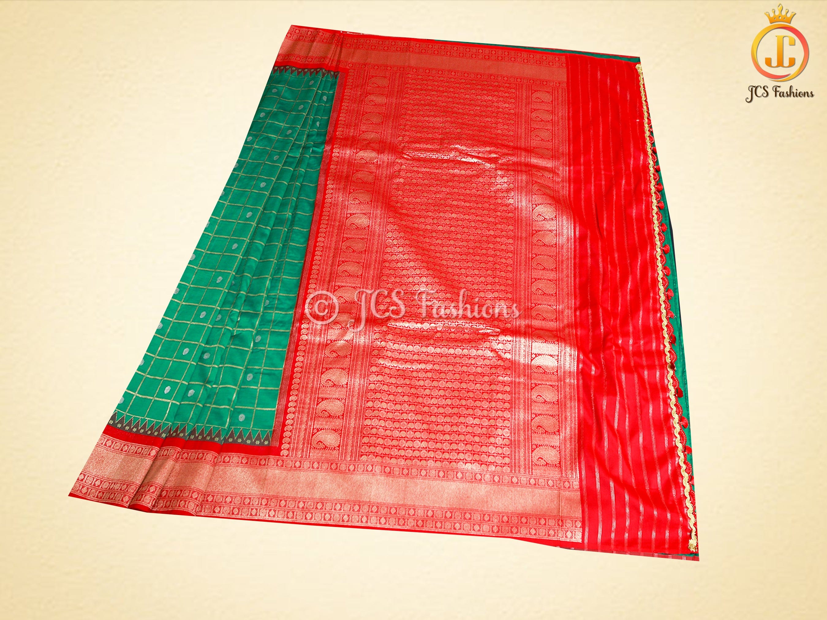 Moonga Silk Gadwal Pattern Saree With Fully Stitched Blouse SAREE JCS Fashions