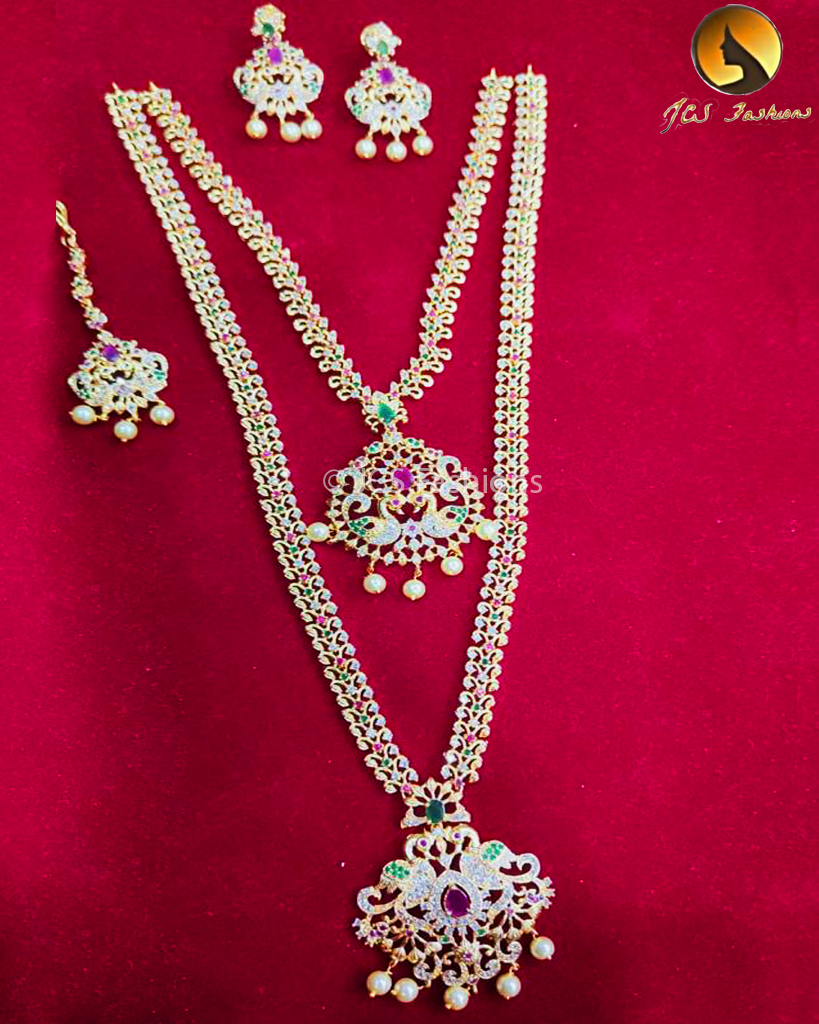 Exquisite Layered Neck Set with Tikka – JCS Fashions | Elevate Your Style Jewelry JCS Fashions Pink and Green