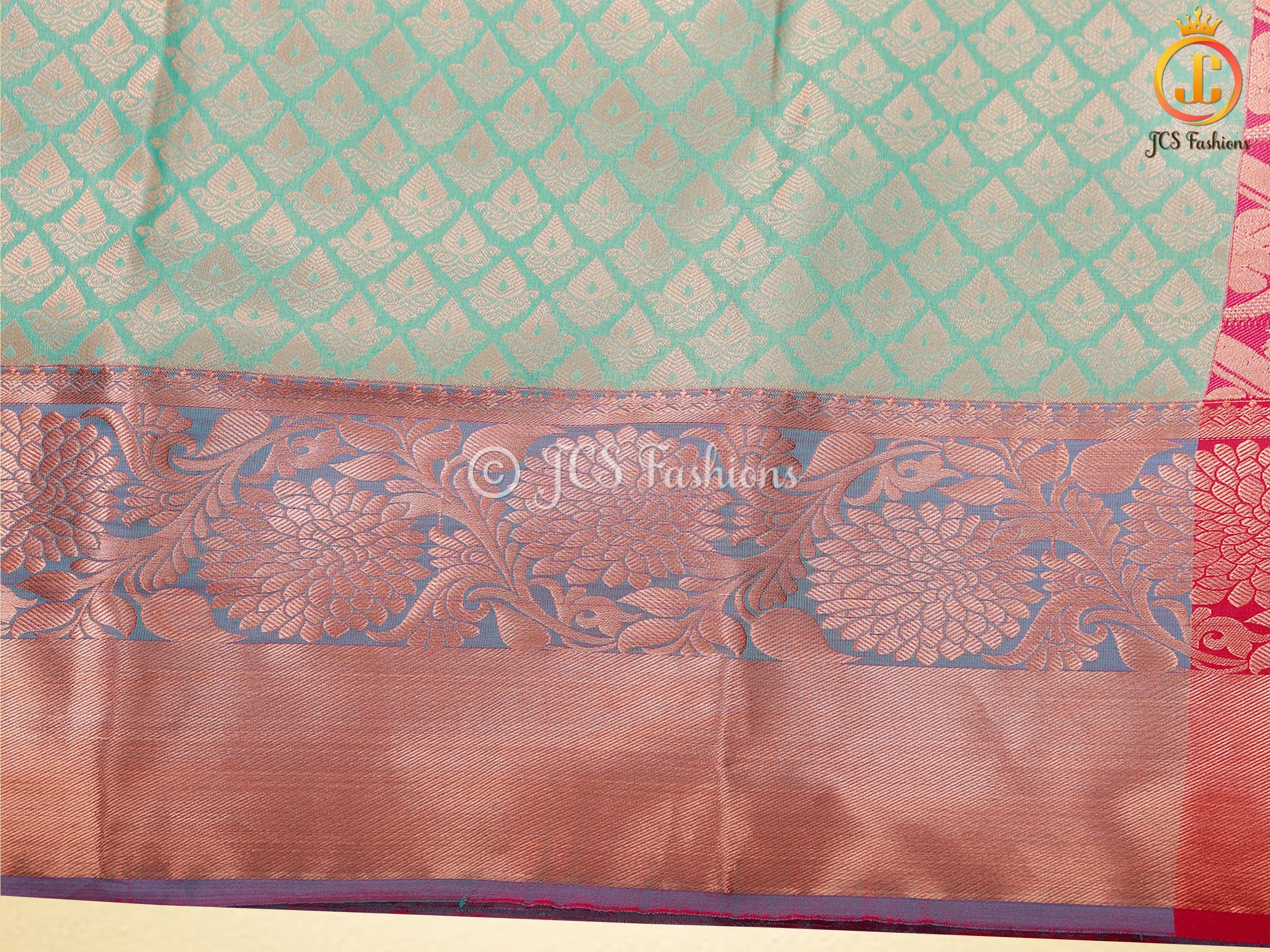 Gold Zari Thilagam Motifs Silk Saree with Fully Stitched Blouse