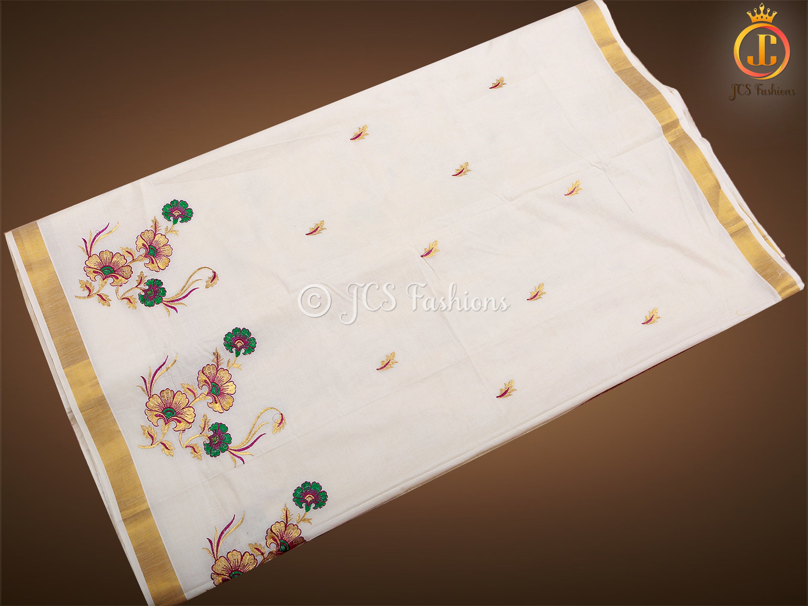 Flaunt your elegance with our Kerala saree in silk cotton fabric SAREE JCS Fashions