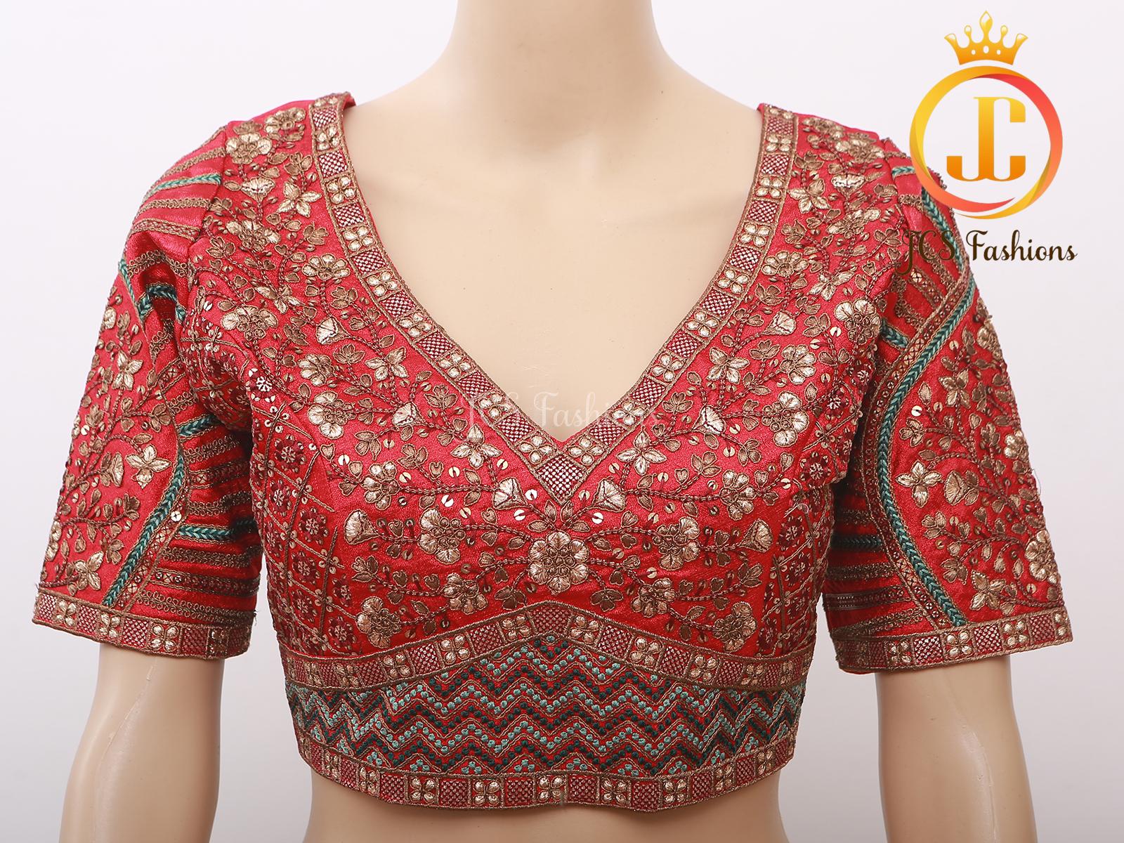 Sabyasachi Style Copper Jari Heavy Embroidery Work Blouse