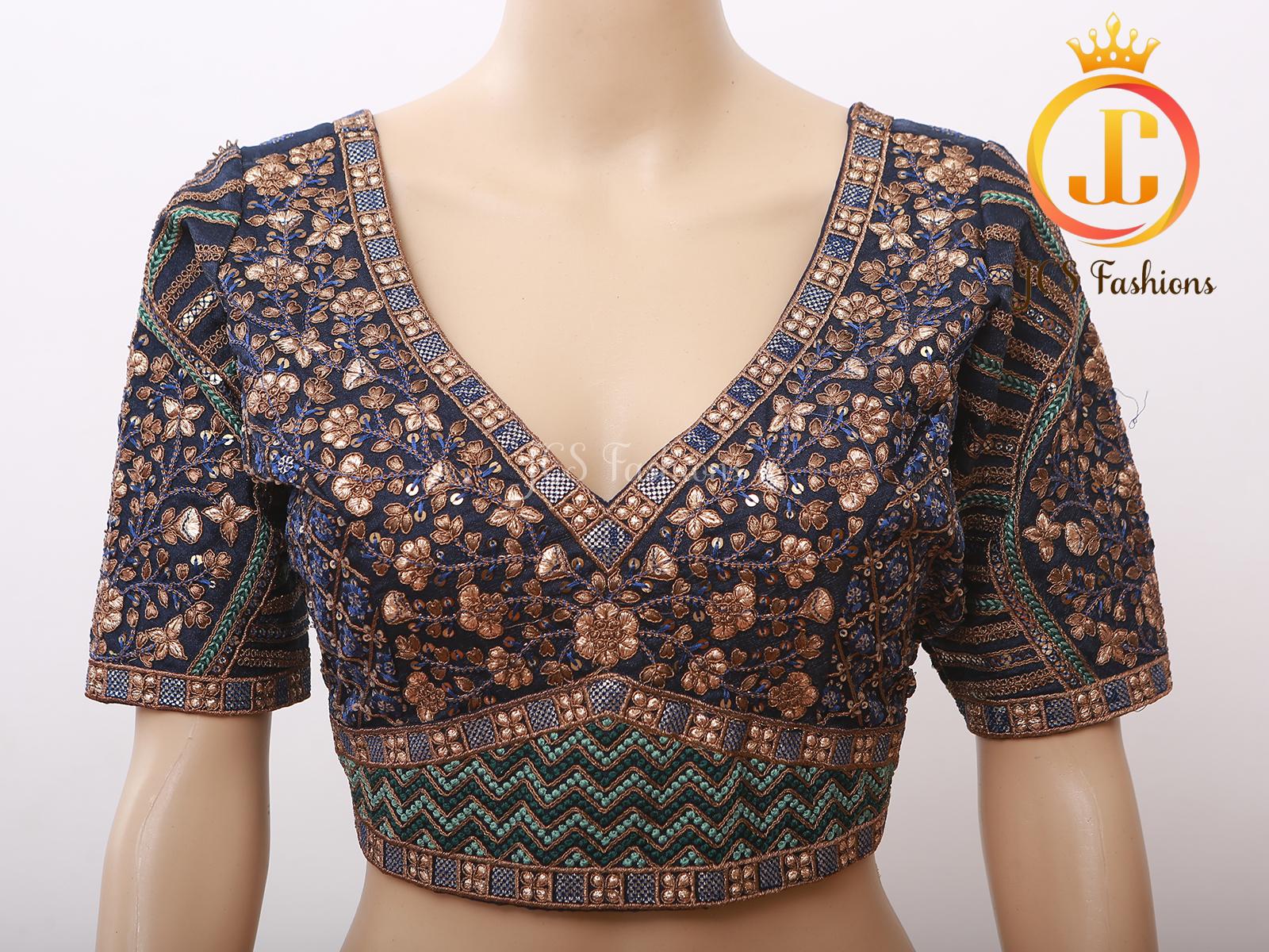 Sabyasachi Style Copper Jari Heavy Embroidery Work Blouse