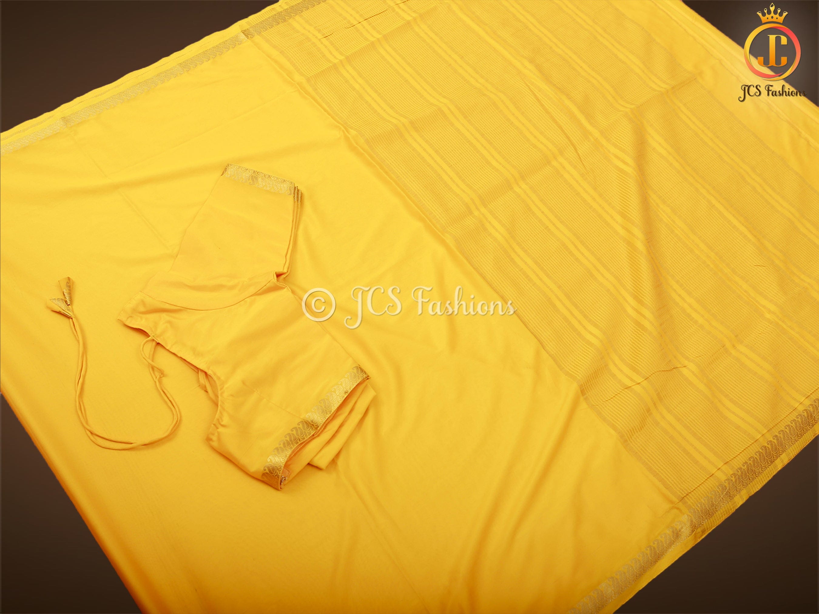 Pure Mysore Silk Saree in Stunning Yellow SAREE JCS Fashions