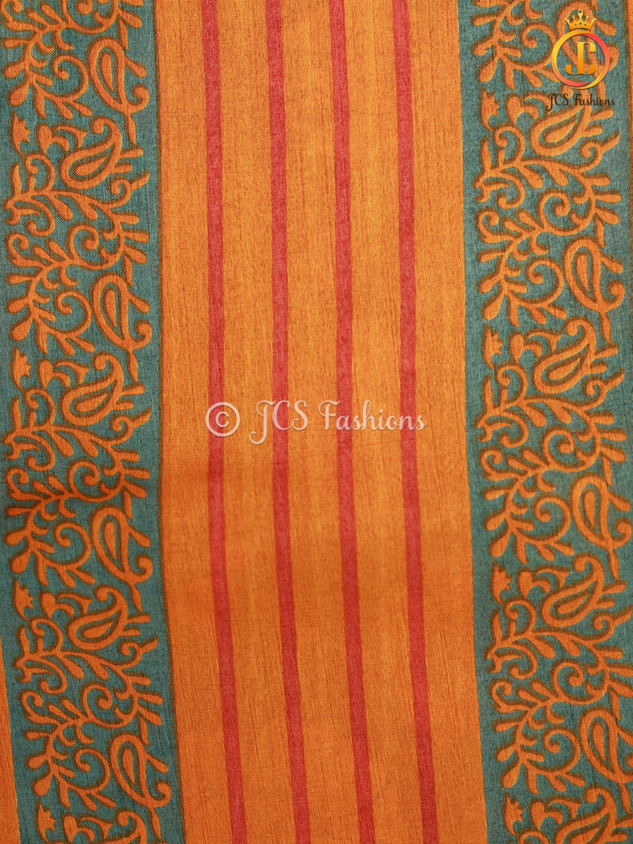 Soft Silk Saree With Blouse, Allover Kalamkari Design. SAREE JCS Fashions