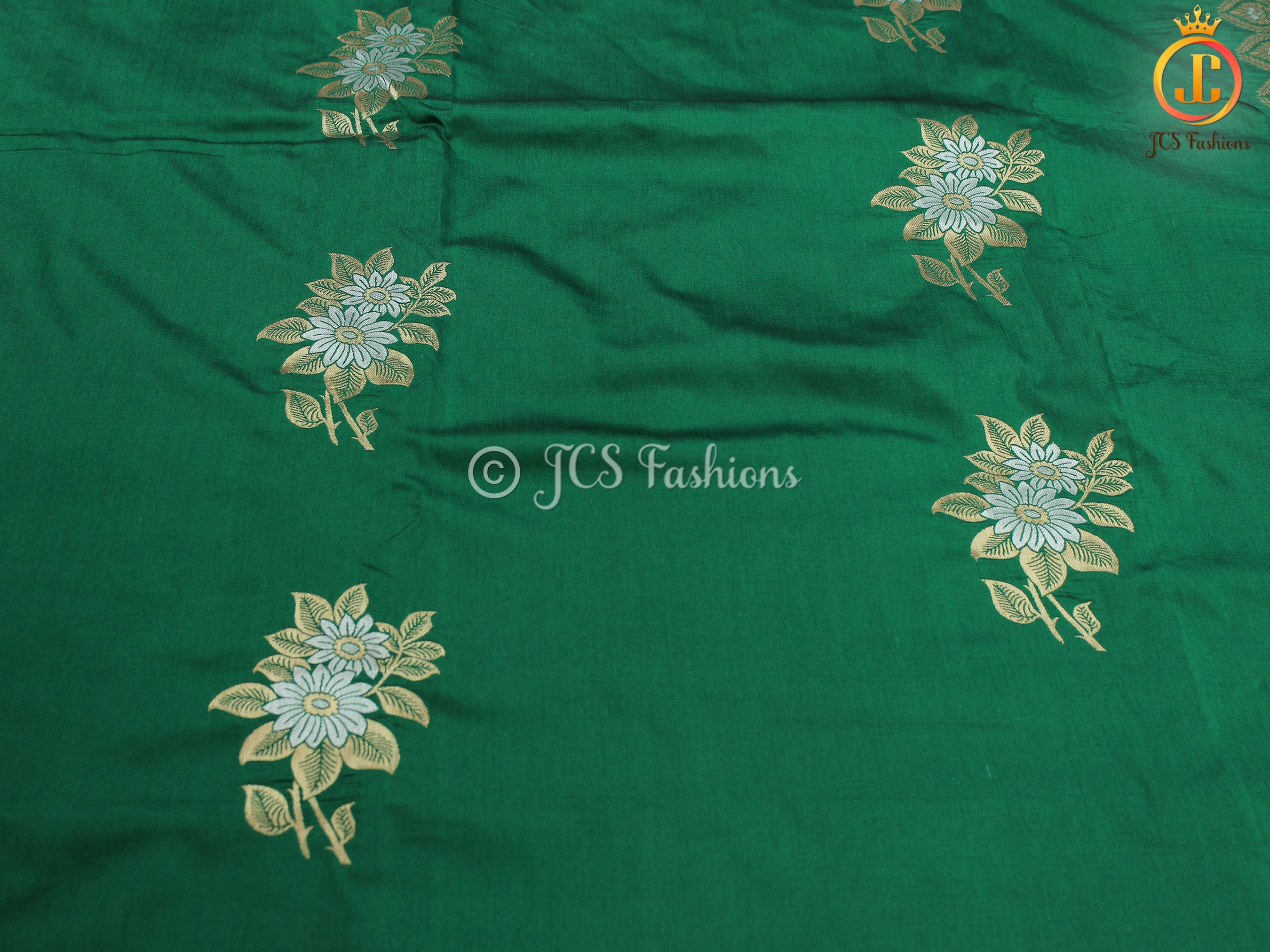 Semi Silk saree, Silver and antique Zari Motifs, Weaving Patterns with fully stitched Blouse