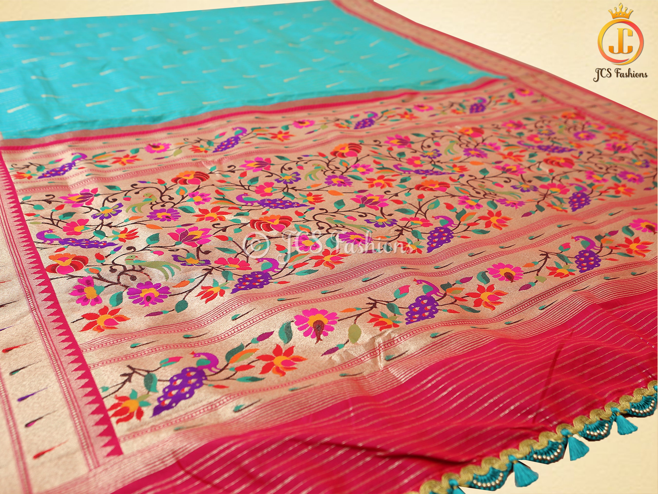 Pure Handloom Moonga Silk Gadwal Pattern Saree With Blouse SAREE JCS Fashions