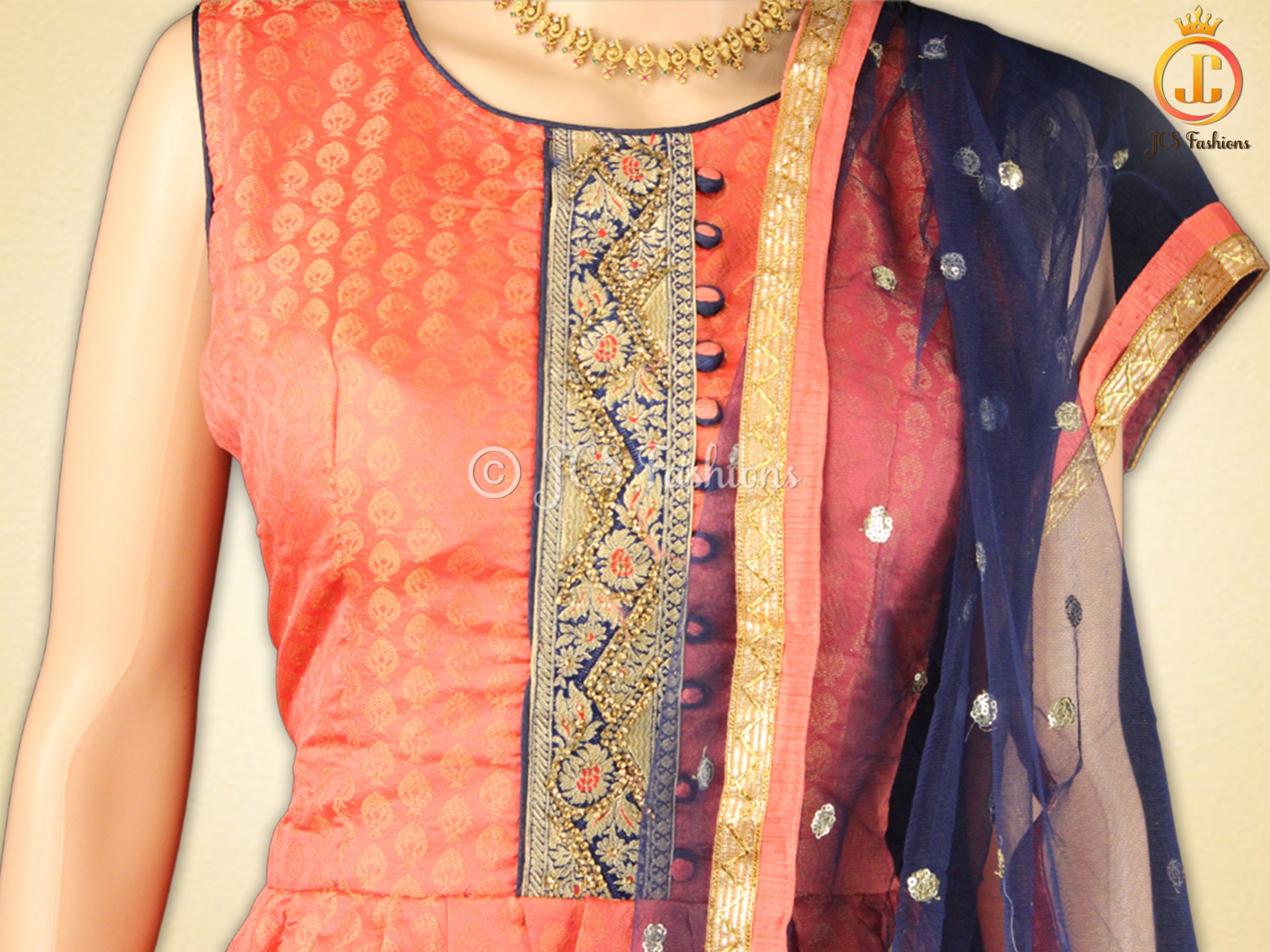 Indo-western Long gown with Stunning dupatta and leggings KURTI JCS Fashions