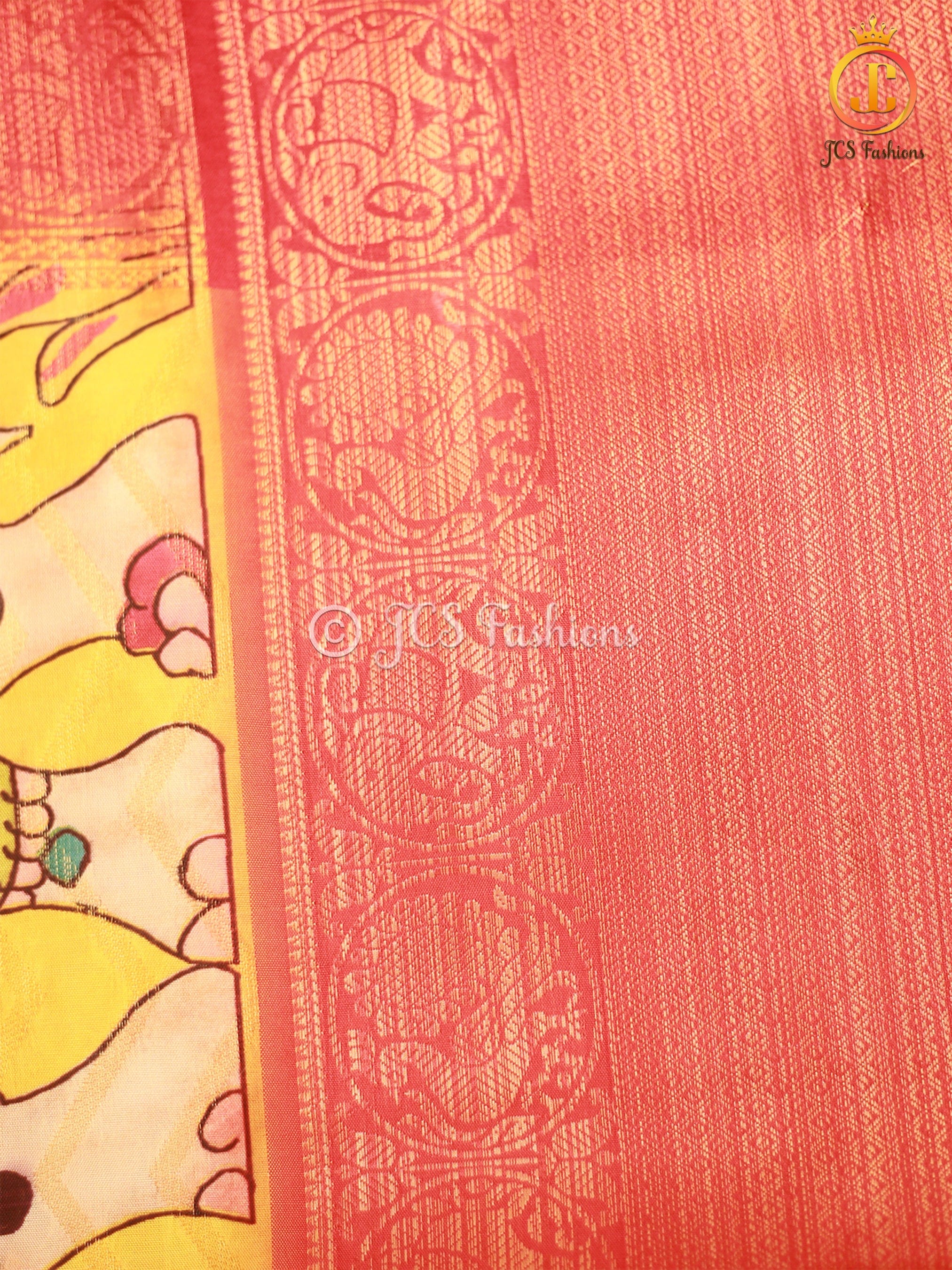 Kanchi Border Kalamkari and Patola Prints Soft Silk Saree SAREE JCS Fashions