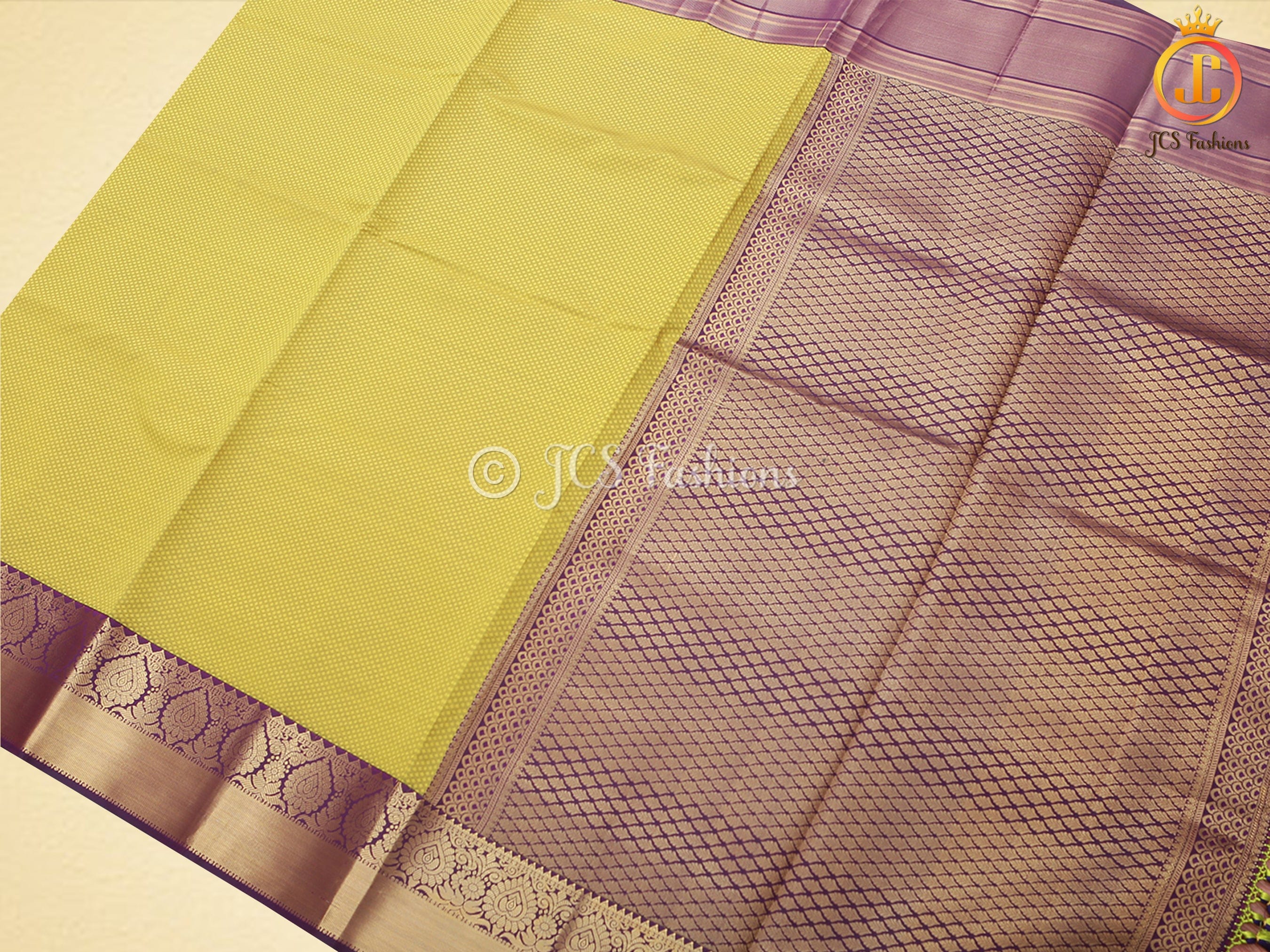 Gold Zari Border Korvai Plain Body Semi Silk Saree With Blouse