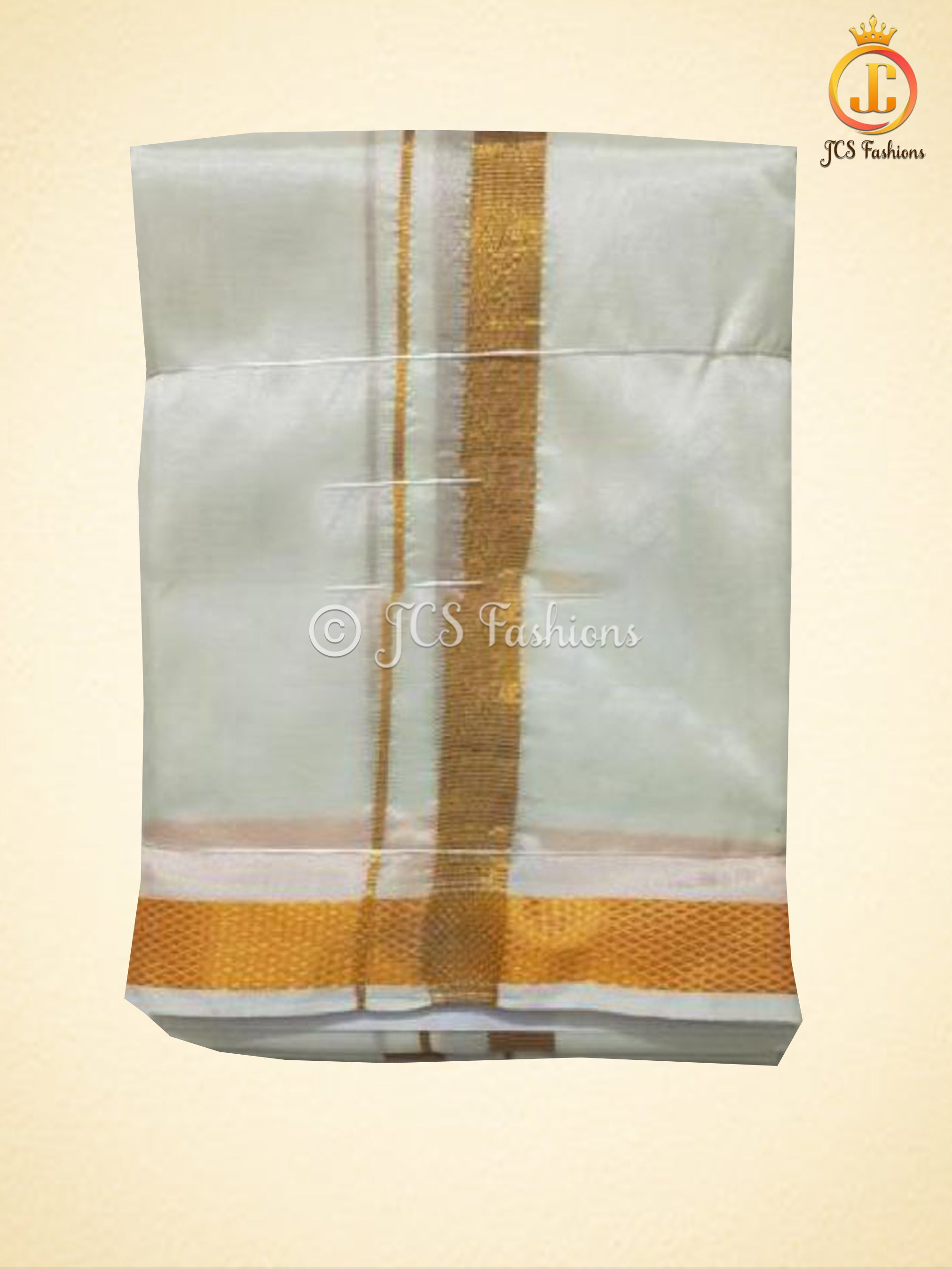 Art Silk Net Pattern Indian Wedding Dhoti For Men MEN JCS Fashions Gold Free Size