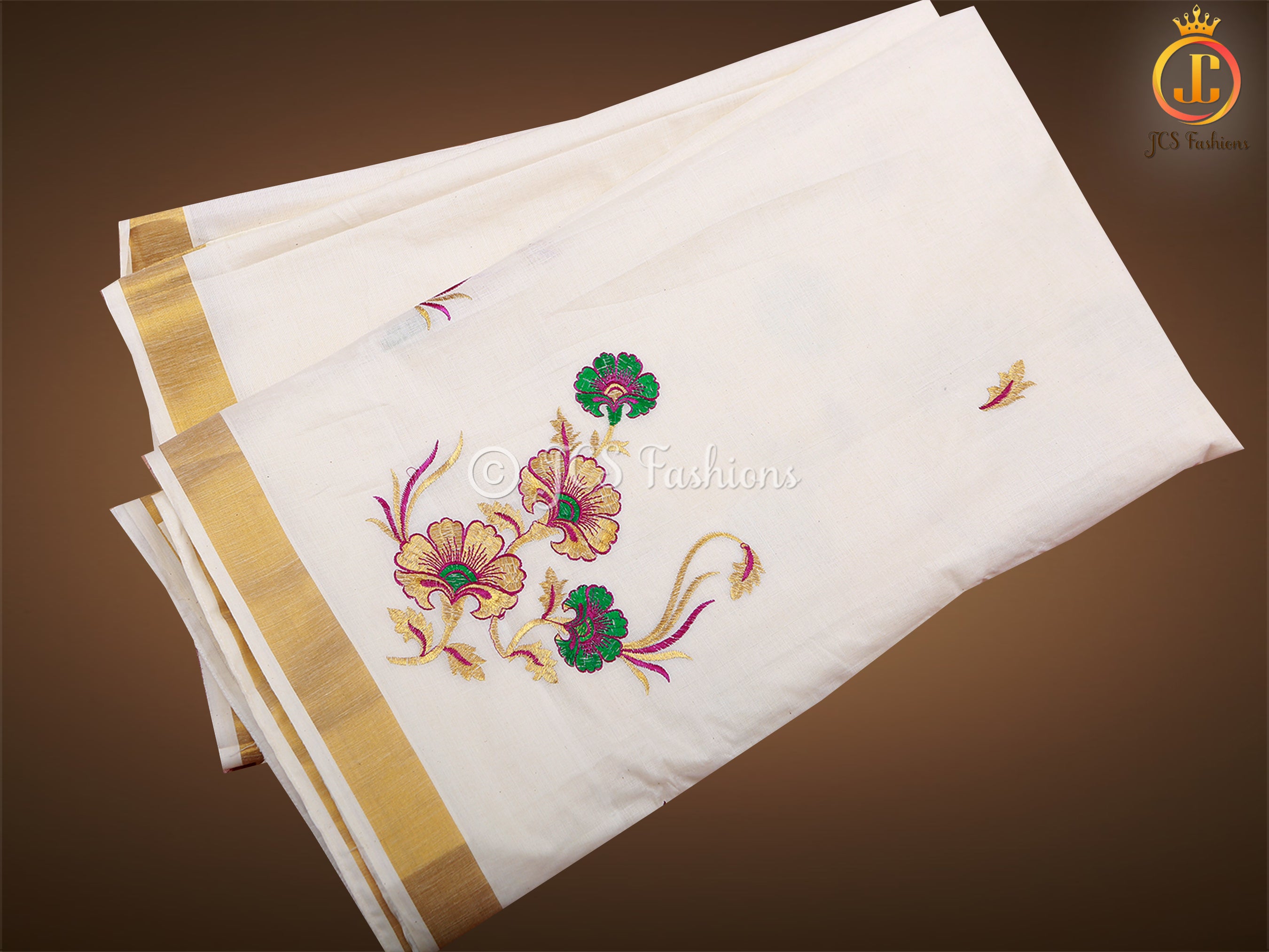 Flaunt your elegance with our Kerala saree in silk cotton fabric