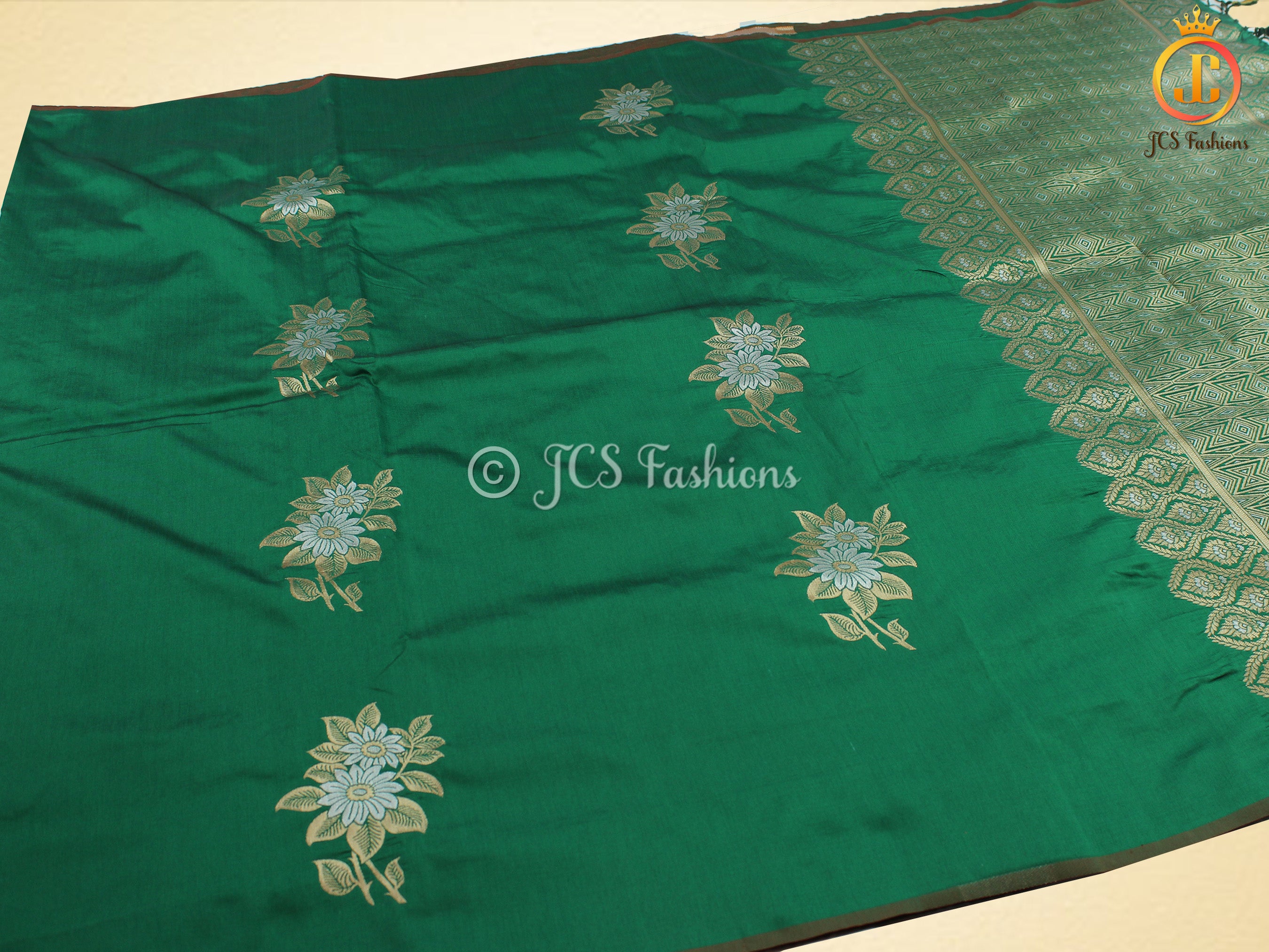 Semi Silk saree, Silver and antique Zari Motifs, Weaving Patterns with fully stitched Blouse