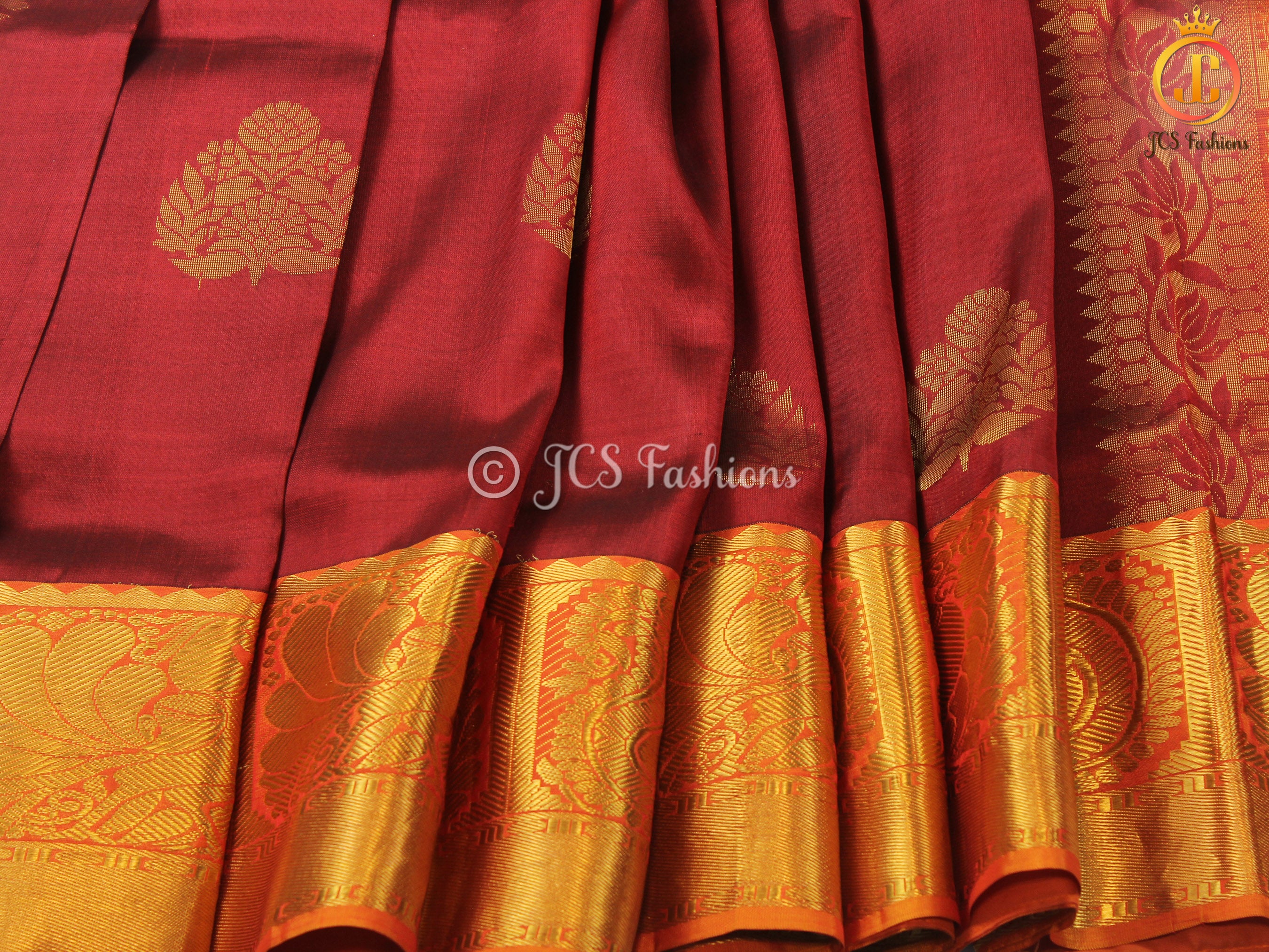 Pure Kanjivaram Silk Saree With fully stitched maggam work Blouse SAREE JCS Fashions