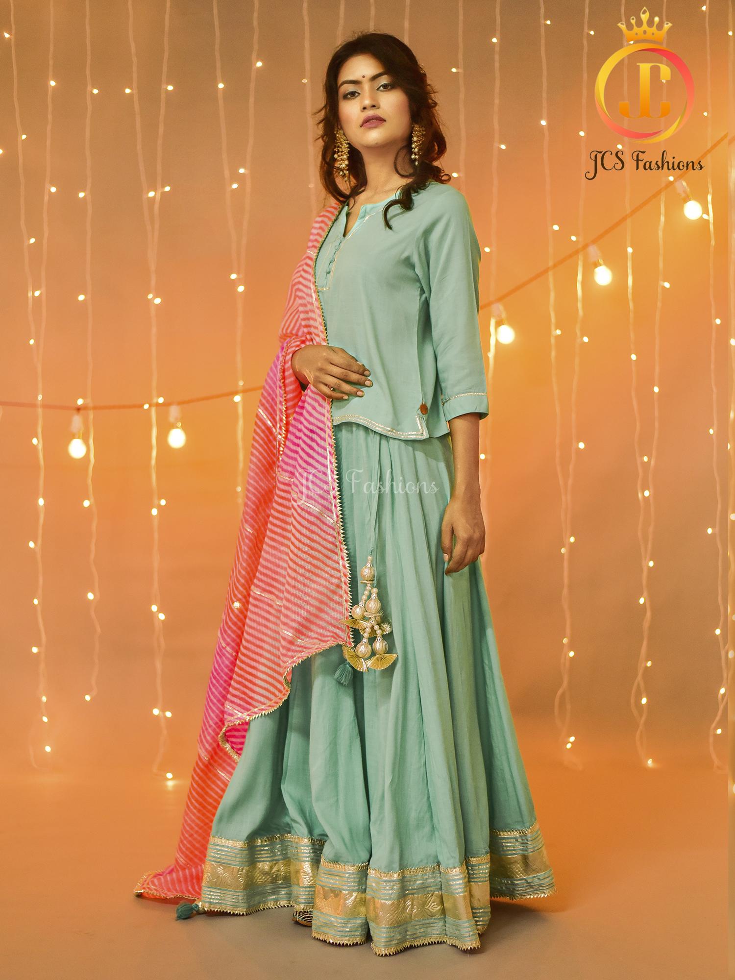 Indian Ethnic Sea green lehenga set. Wedding Dress. Environment Friendly SUST JCS Fashions