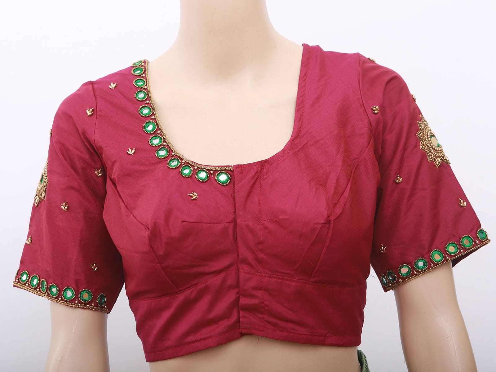 Gorgeous Aari Work Silk Fabric Saree Blouse For Women Blouse JCS Fashions Maroon 38