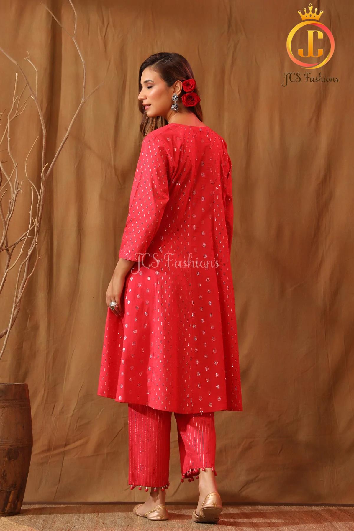 Cotton Shimmery Kurta with Stole, and matching potli pants Sustainable JCS Fashions