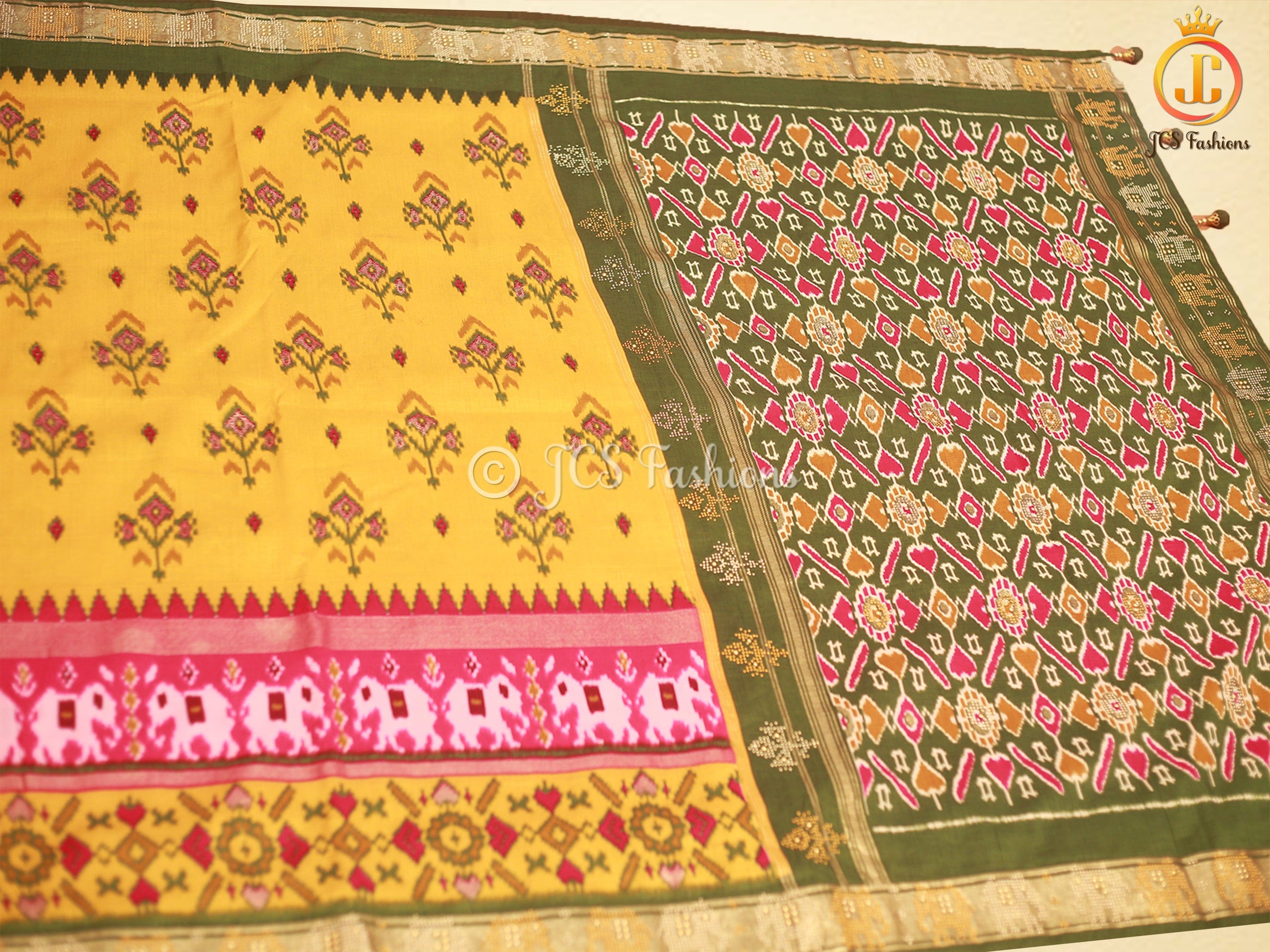 Patola Design Border Banarasi Munga Silk Saree With Blouse SAREE JCS Fashions