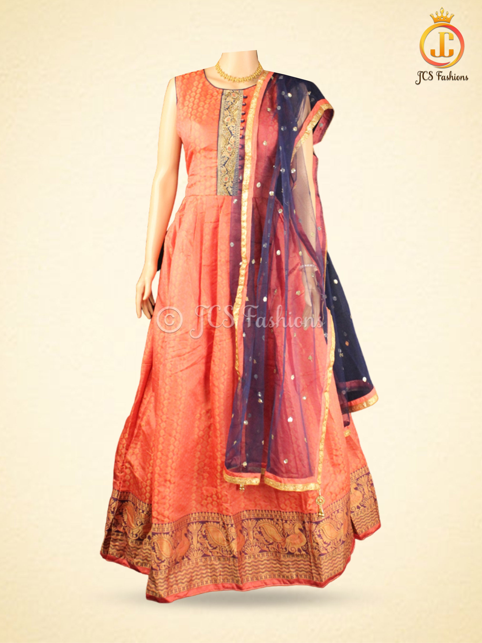 Indo-western Long gown with Stunning dupatta and leggings KURTI JCS Fashions