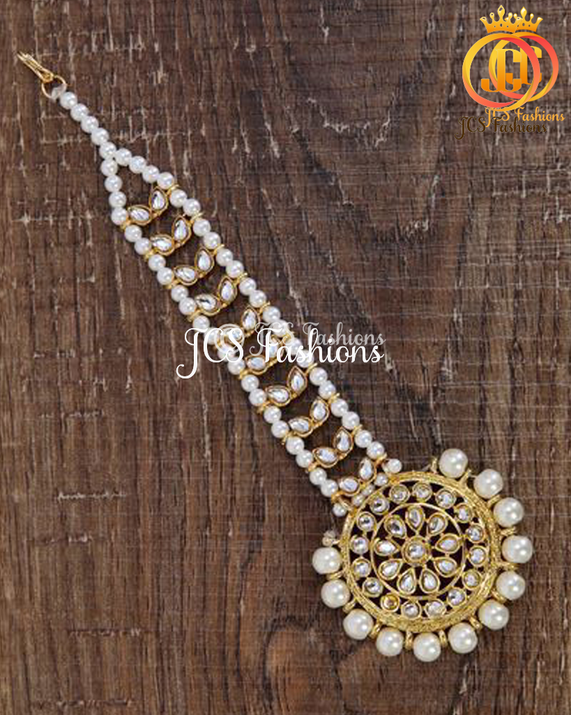 Indian Style Beautiful Pearl Chaand Tika For Women Tikka JCS Fashions