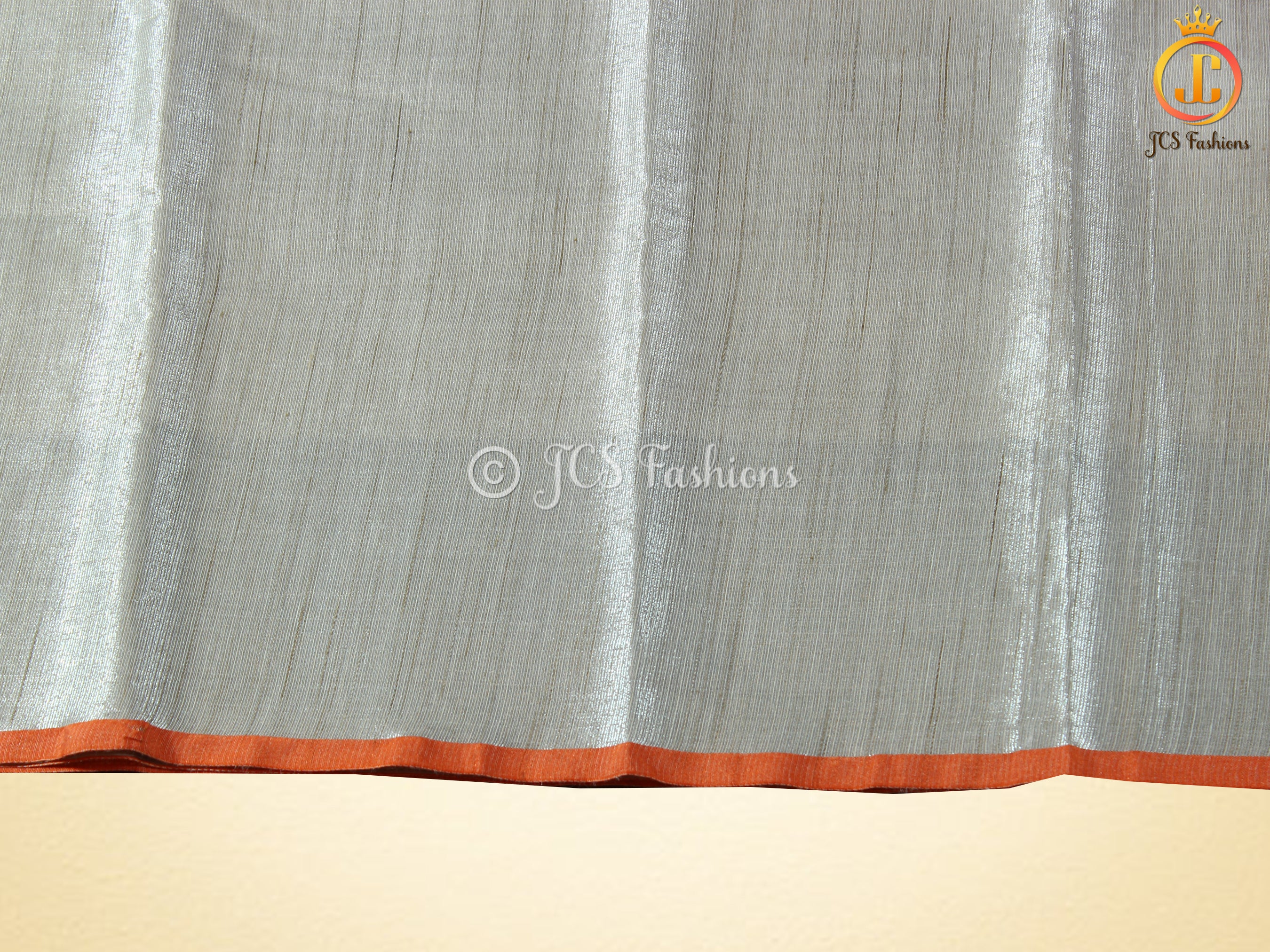 Tissue Saree With Lace Work Blouse, Elegant Silver Weaving SAREE JCS Fashions