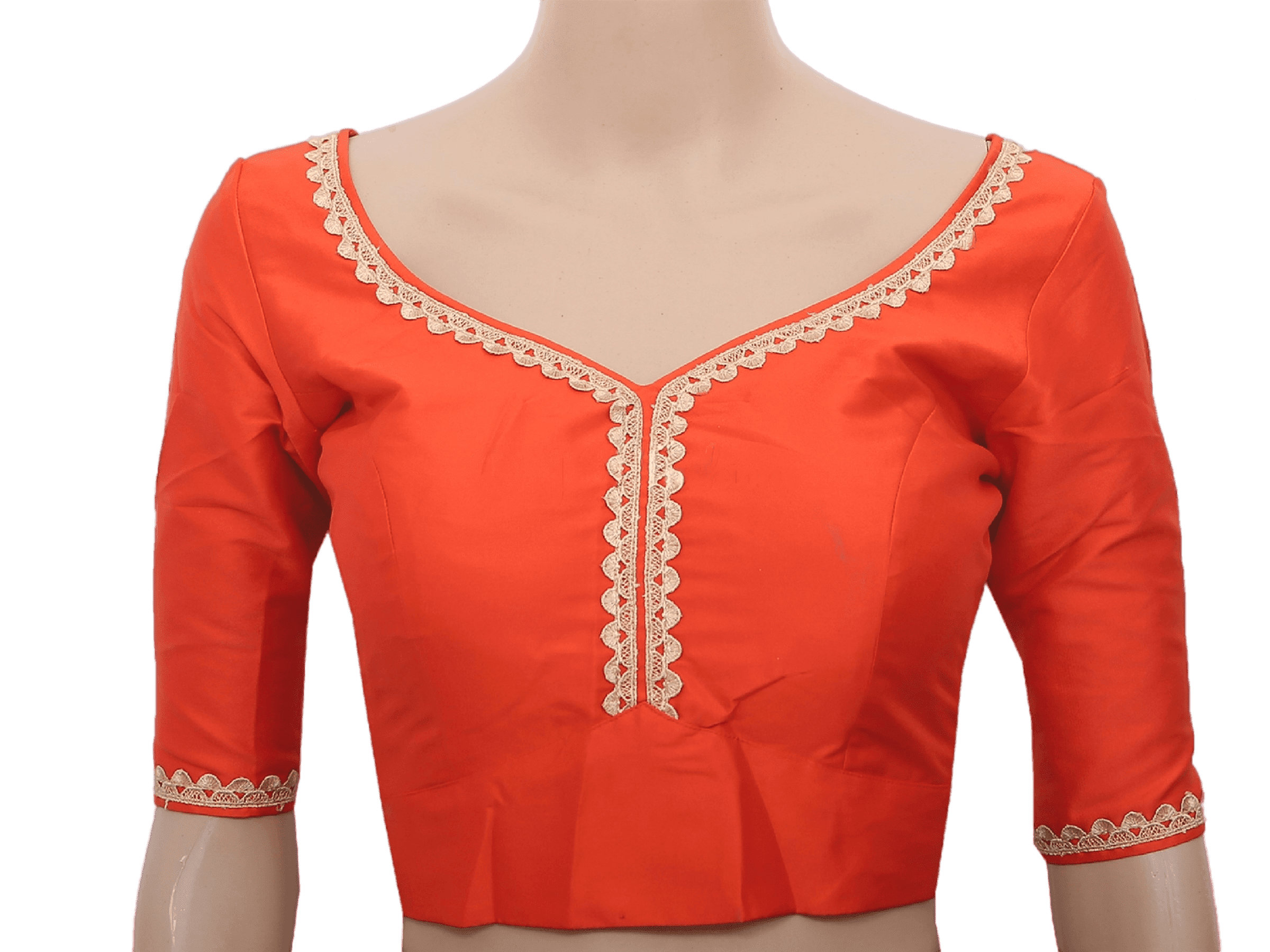 Sabyasashi Cut Ready-Made Blouse, Lehenga Blouse, Stylist Back Open Saree Blouse in Dark Colors Blouse JCS Fashions Orange 40