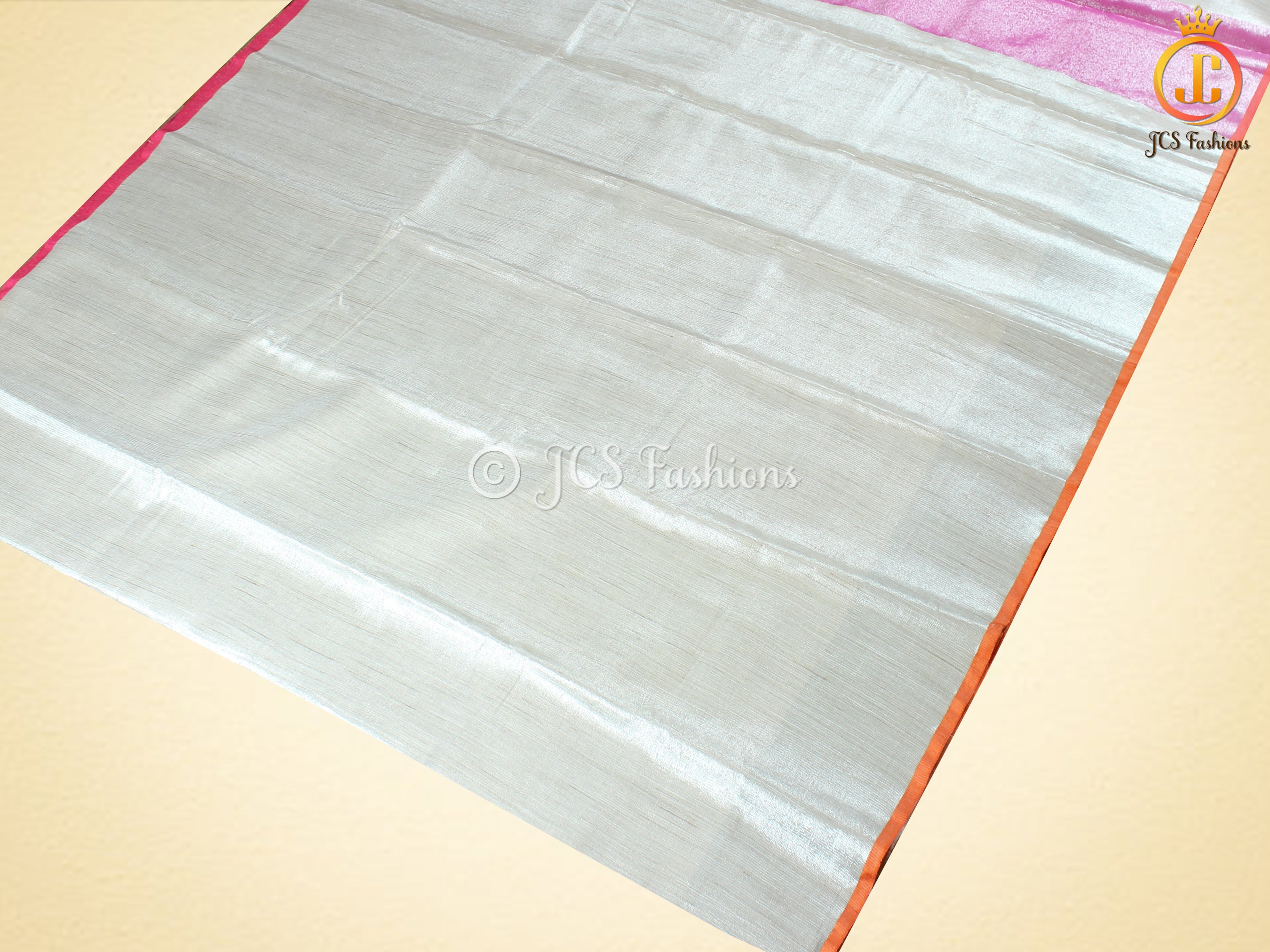 Tissue Saree With Lace Work Blouse, Elegant Silver Weaving SAREE JCS Fashions